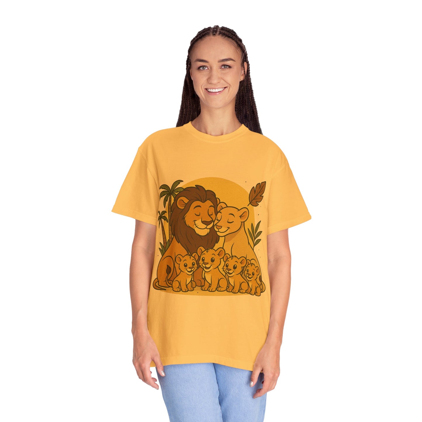 Lion Family T-Shirt – Mom, Dad & 4 Cub | Lion Pride Family Design | Mufasa| Cute Safari Jungle Tee