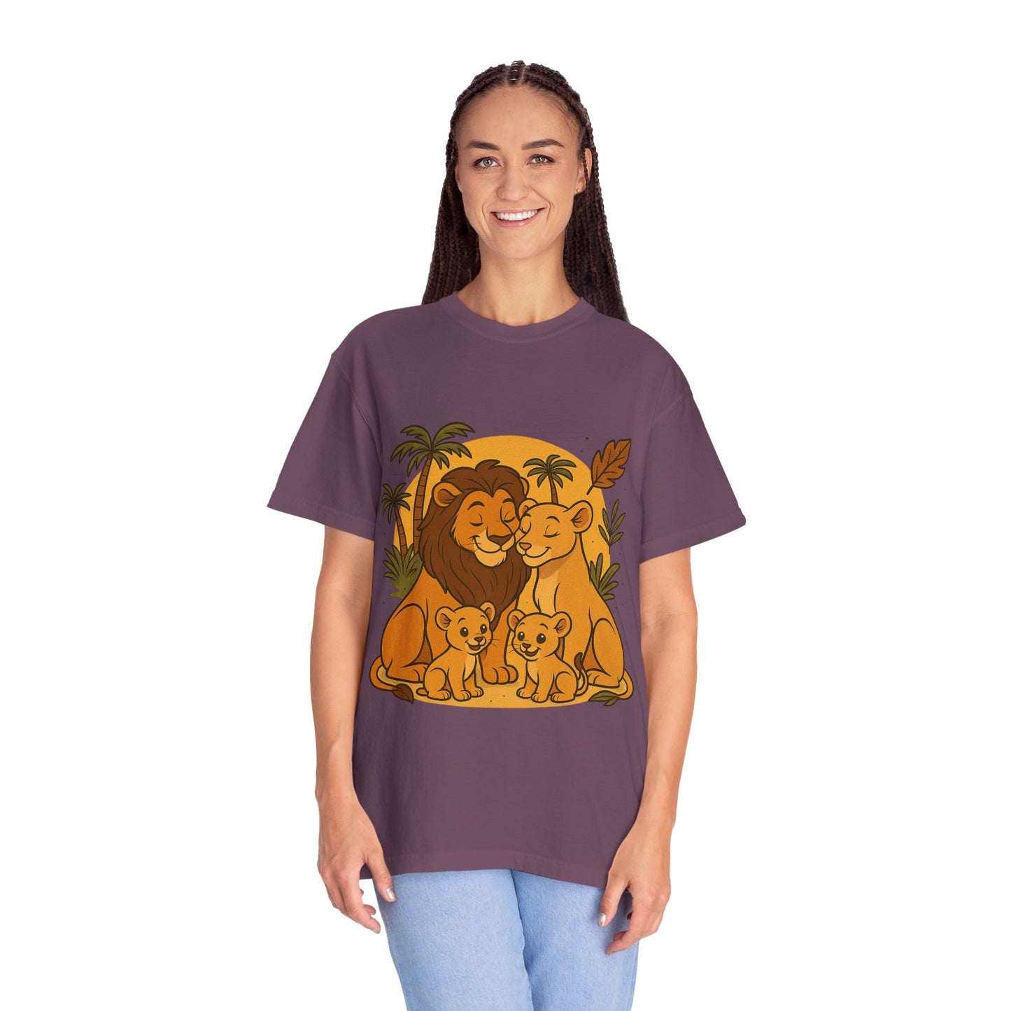 Lion Family T-Shirt – Mom, Dad & 2 Cub | Lion Pride Family Design | Mufasa| Cute Safari Jungle Tee