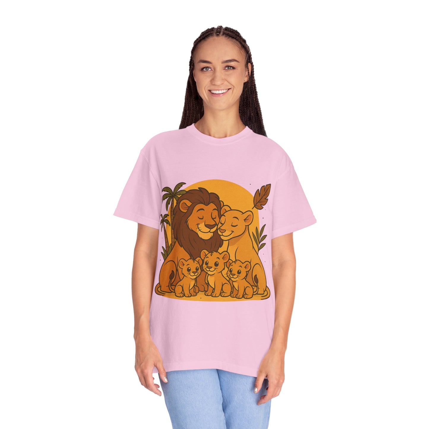 Lion Family T-Shirt – Mom, Dad & 3 Cub | Lion Pride Family Design | Mufasa| Cute Safari Jungle Tee