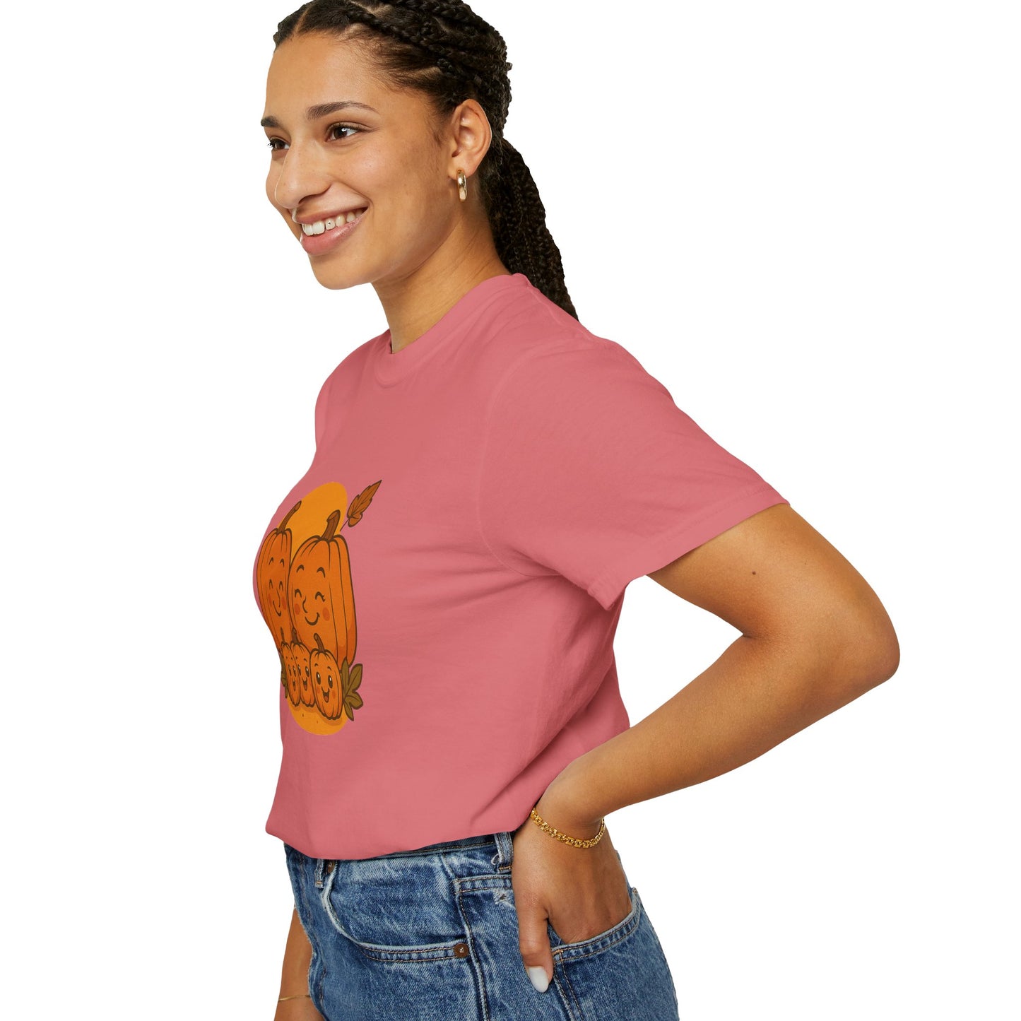 Cute Pumpkin Family T-Shirt with Three Baby Pumpkins – Fall Harvest Graphic Tee, Autumn Thanksgiving Shirt