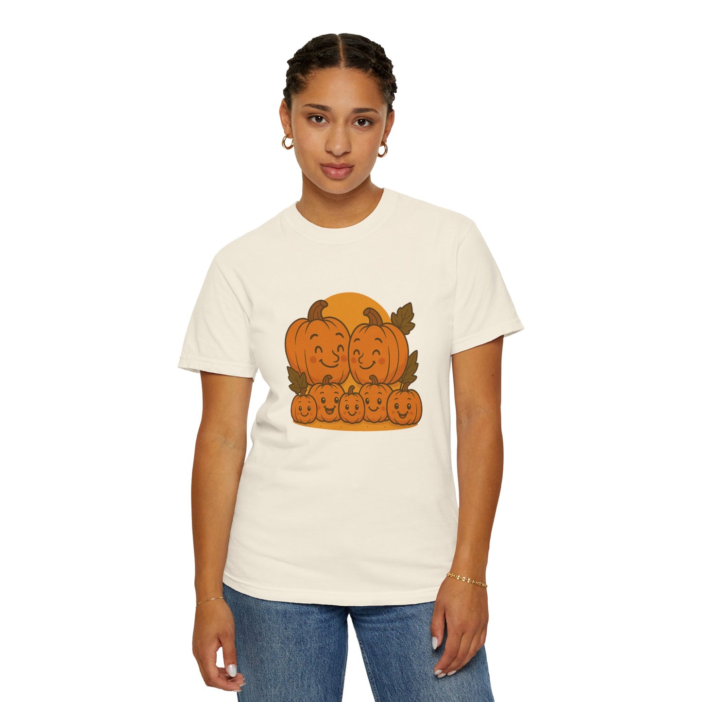 Cute Pumpkin Family T-Shirt with Five Baby Pumpkins – Fall Harvest Graphic Tee, Autumn Thanksgiving Shirt