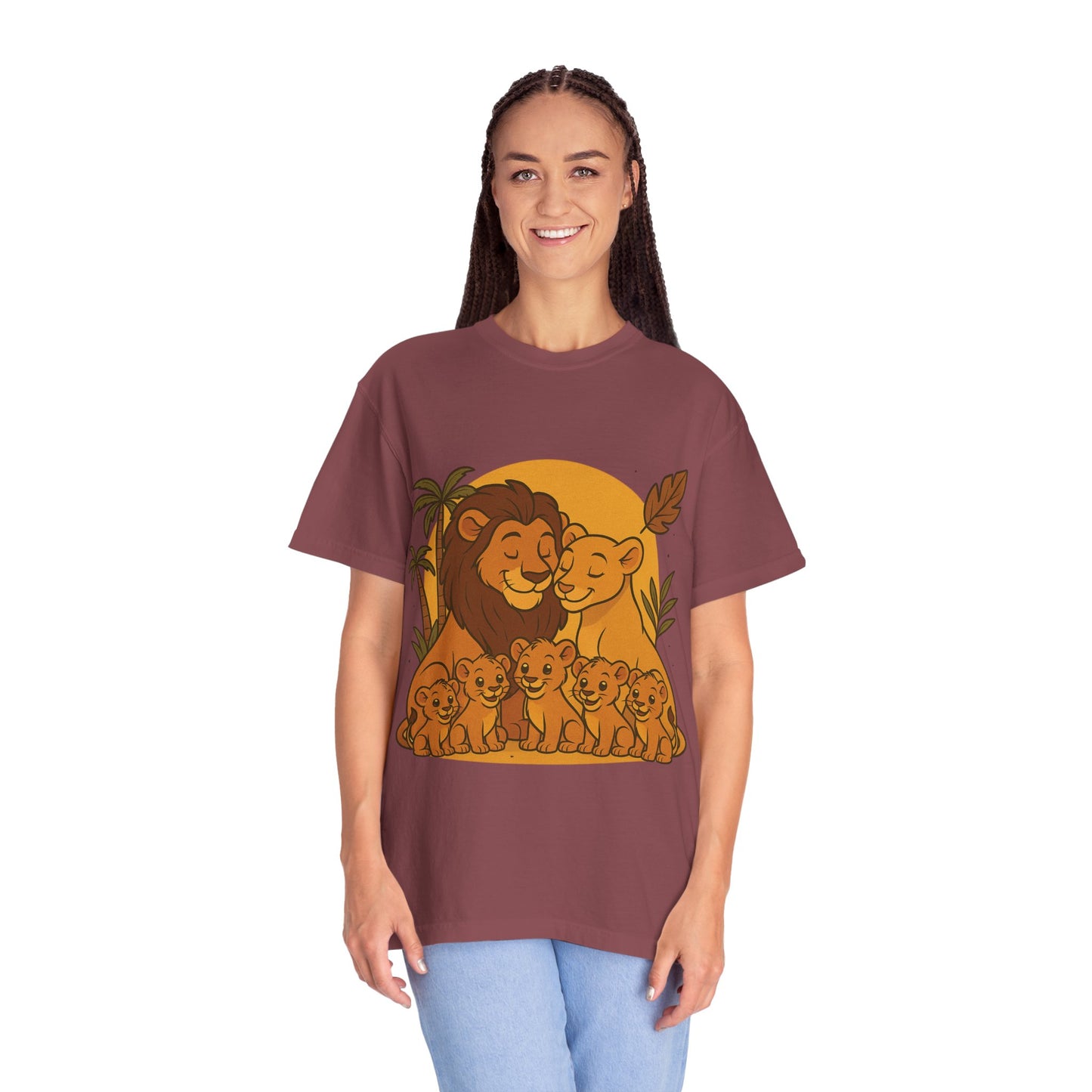 Lion Family T-Shirt – Mom, Dad & 5 Cub | Lion Pride Family Design | Mufasa| Cute Safari Jungle Tee