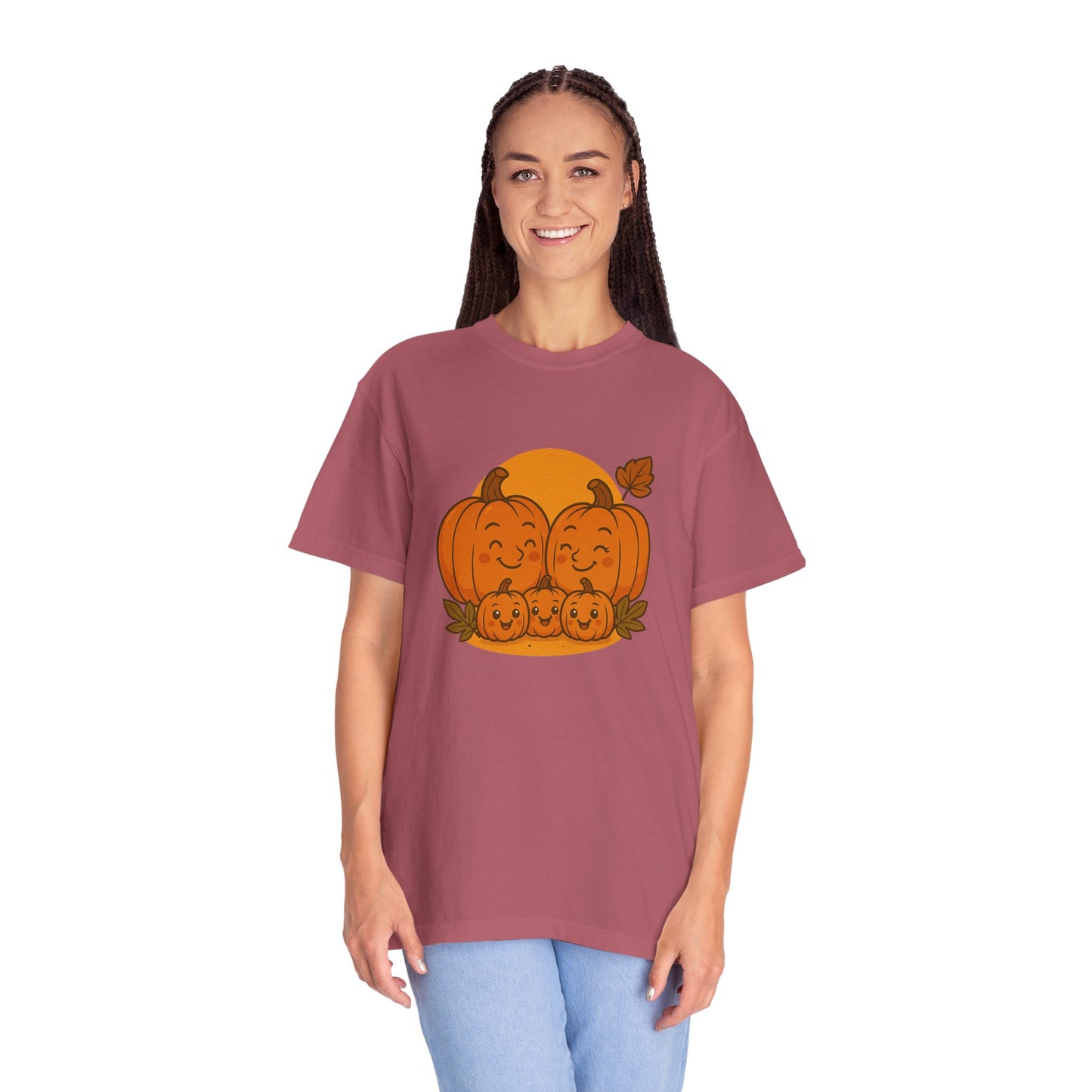 Cute Pumpkin Family T-Shirt with Three Baby Pumpkins – Fall Harvest Graphic Tee, Autumn Thanksgiving Shirt
