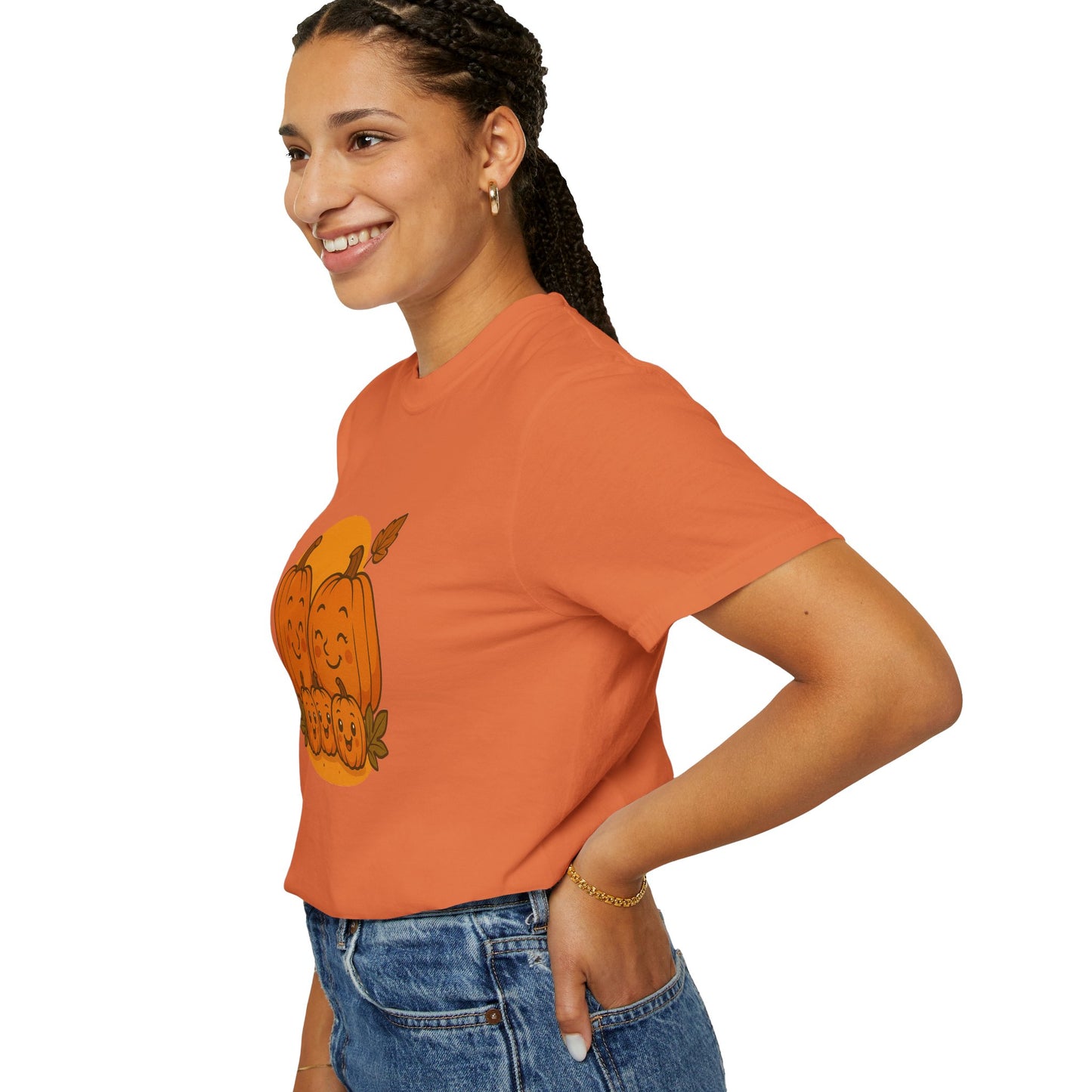Cute Pumpkin Family T-Shirt with Three Baby Pumpkins – Fall Harvest Graphic Tee, Autumn Thanksgiving Shirt