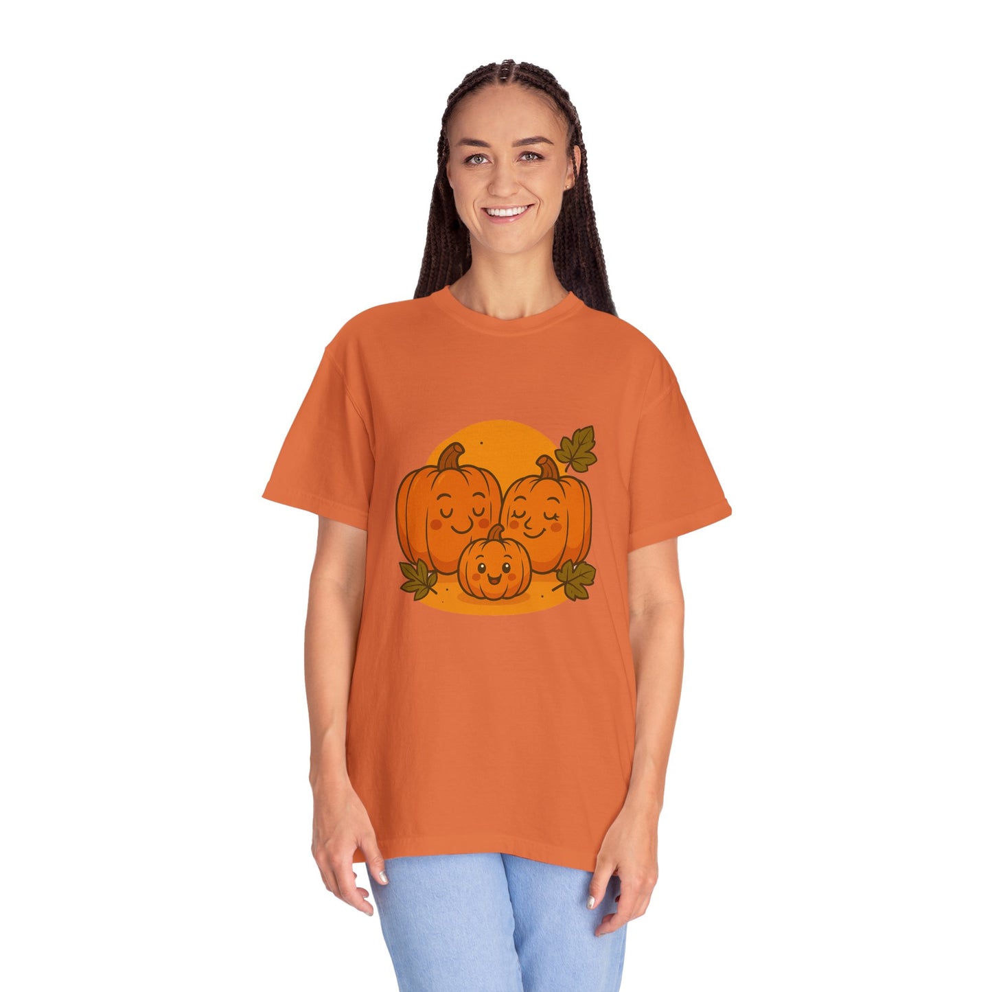 Cute Pumpkin Family T-Shirt with One Baby Pumpkin – Fall Harvest Graphic Tee, Autumn Thanksgiving Shirt