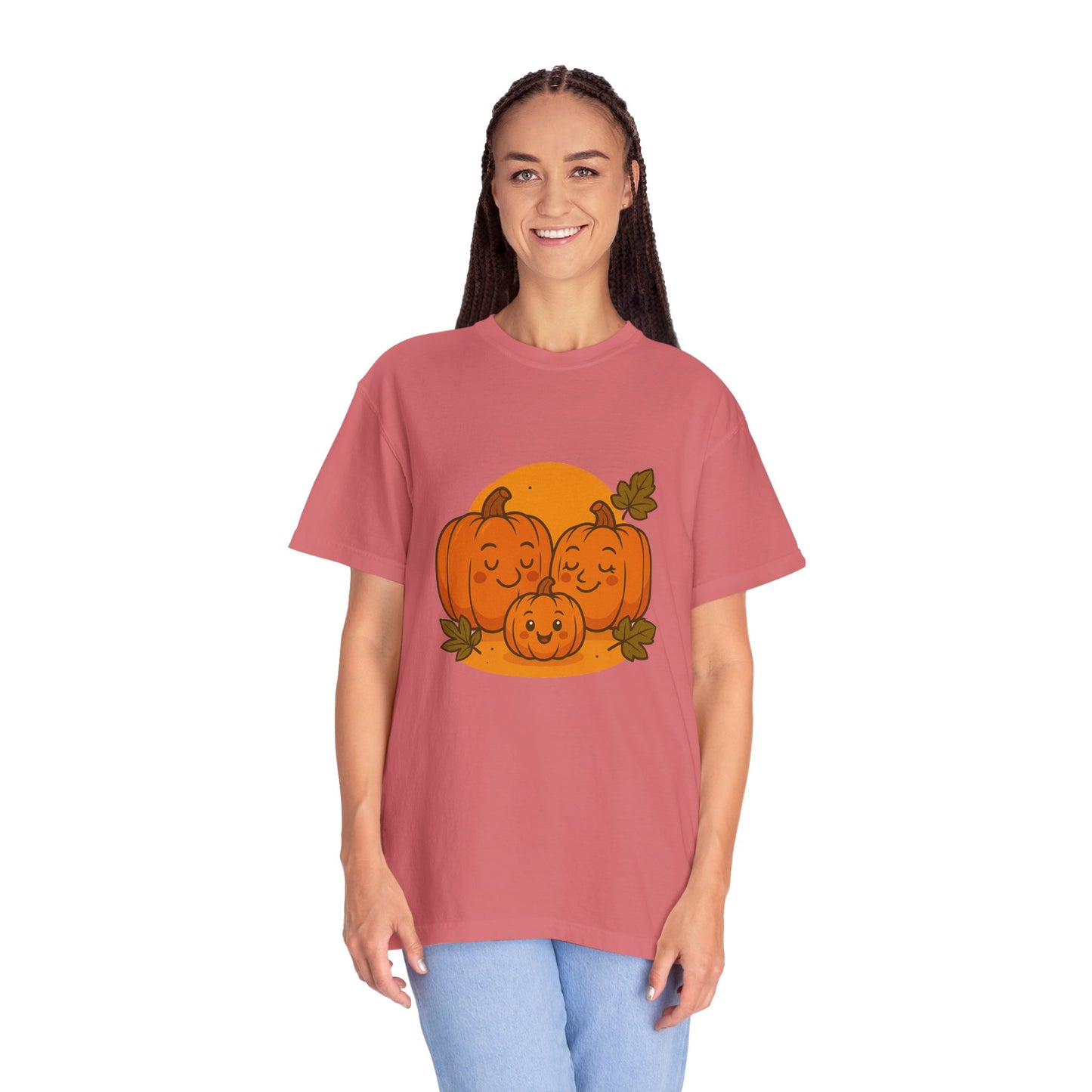 Cute Pumpkin Family T-Shirt with One Baby Pumpkin – Fall Harvest Graphic Tee, Autumn Thanksgiving Shirt