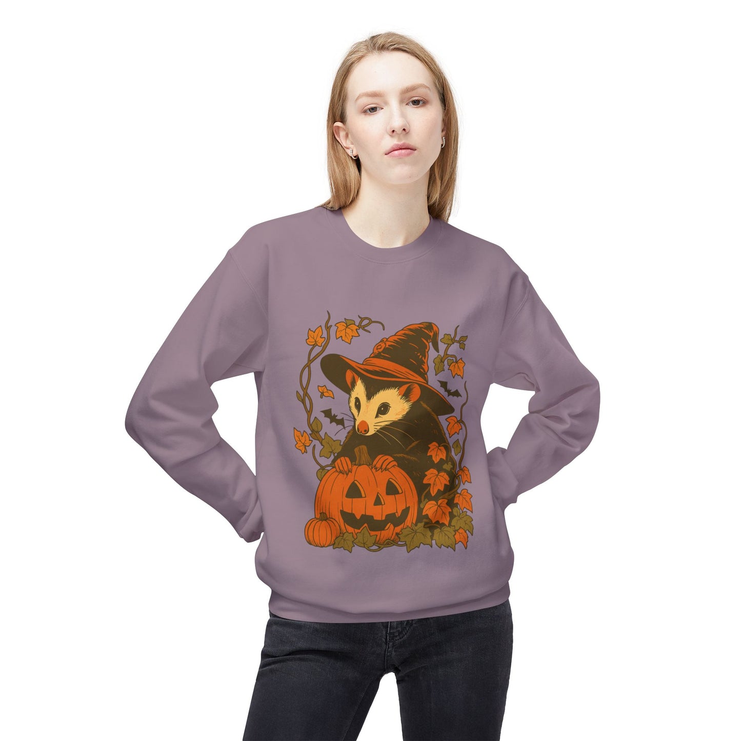 Opossum Halloween Fleece Sweatshirt | Cute Spooky Season Goblincore Sweater