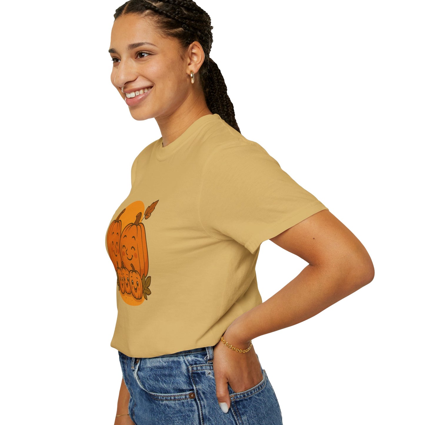 Cute Pumpkin Family T-Shirt with Three Baby Pumpkins – Fall Harvest Graphic Tee, Autumn Thanksgiving Shirt