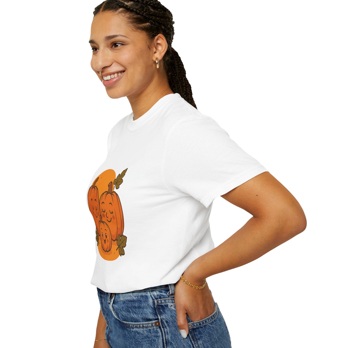 Cute Pumpkin Family T-Shirt with One Baby Pumpkin – Fall Harvest Graphic Tee, Autumn Thanksgiving Shirt
