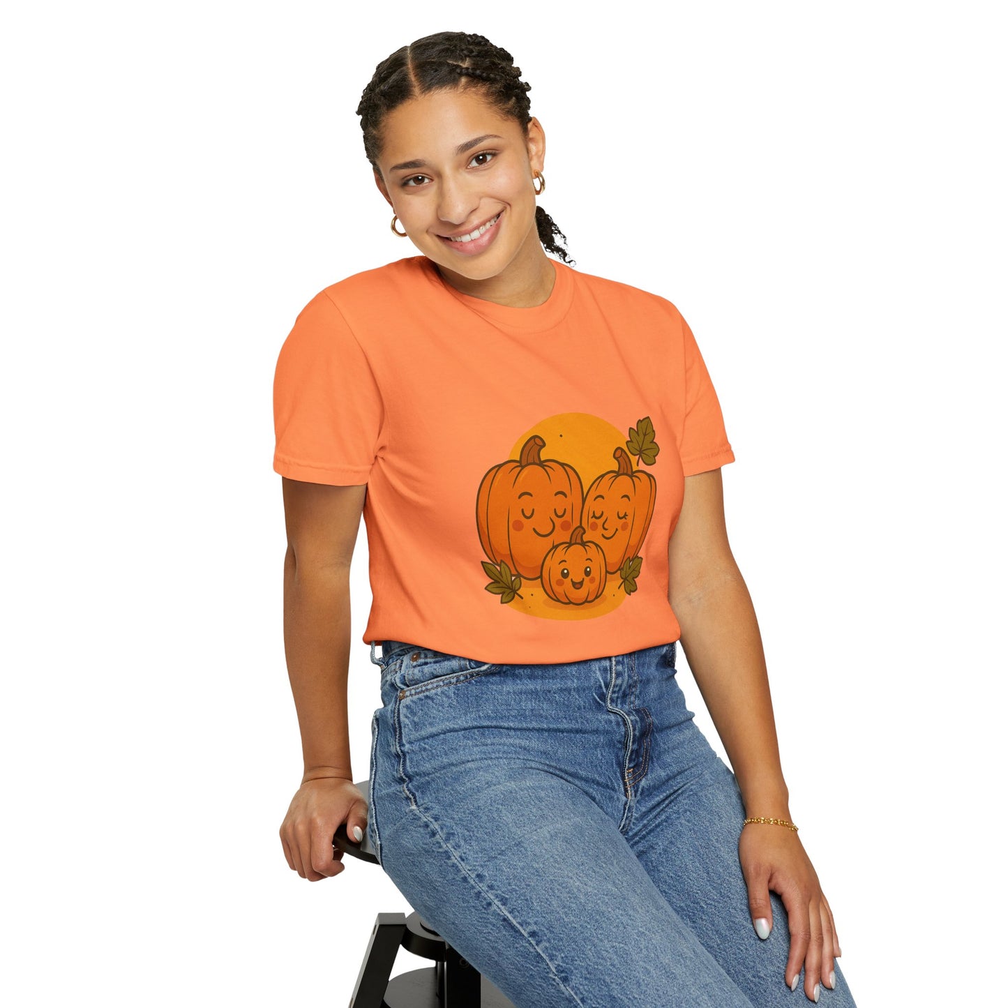 Cute Pumpkin Family T-Shirt with One Baby Pumpkin – Fall Harvest Graphic Tee, Autumn Thanksgiving Shirt