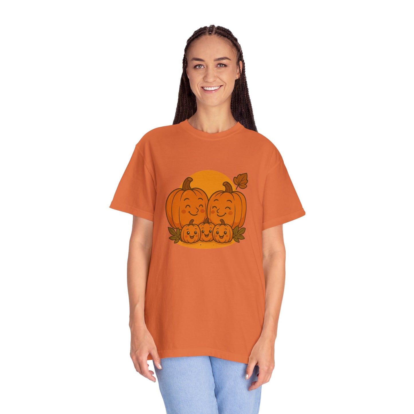 Cute Pumpkin Family T-Shirt with Three Baby Pumpkins – Fall Harvest Graphic Tee, Autumn Thanksgiving Shirt