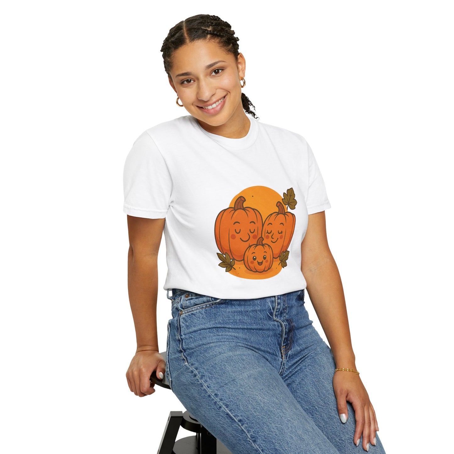 Cute Pumpkin Family T-Shirt with One Baby Pumpkin – Fall Harvest Graphic Tee, Autumn Thanksgiving Shirt