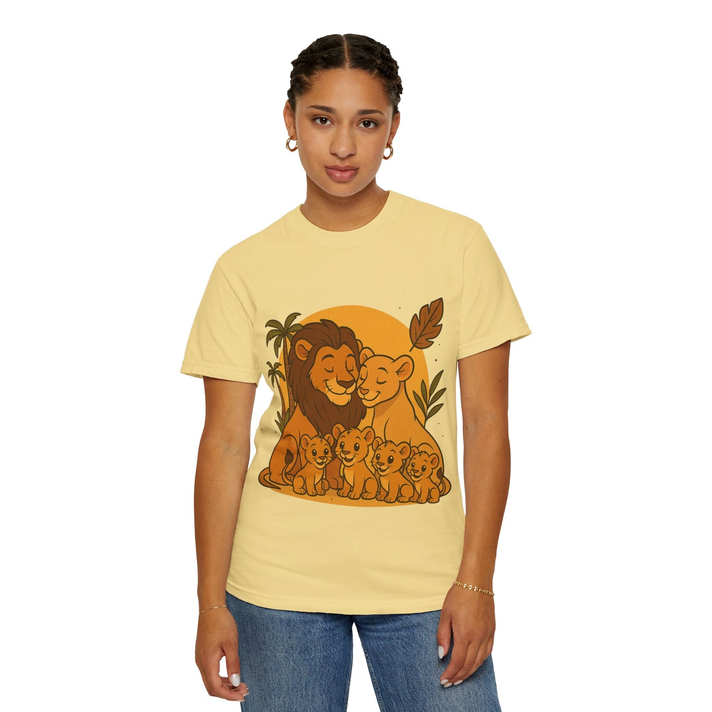 Lion Family T-Shirt – Mom, Dad & 4 Cub | Lion Pride Family Design | Mufasa| Cute Safari Jungle Tee