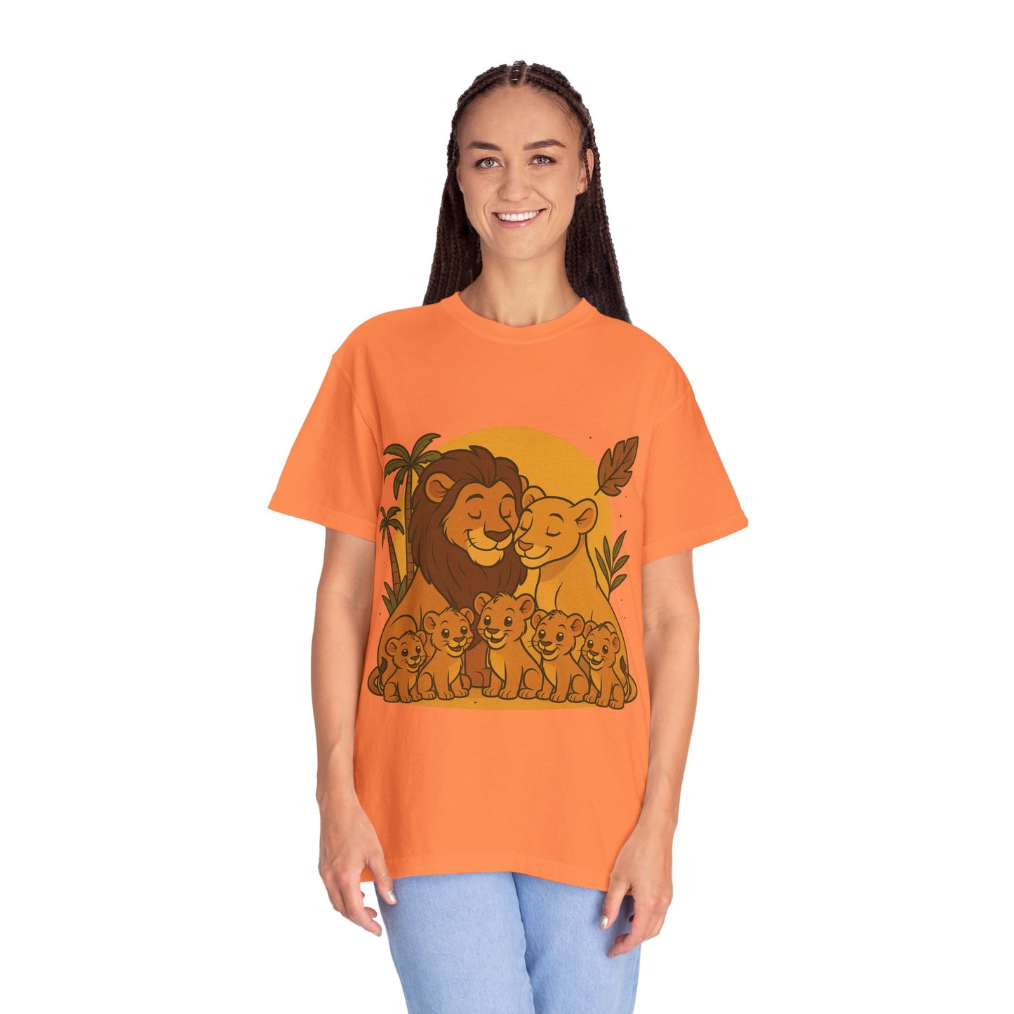 Lion Family T-Shirt – Mom, Dad & 5 Cub | Lion Pride Family Design | Mufasa| Cute Safari Jungle Tee