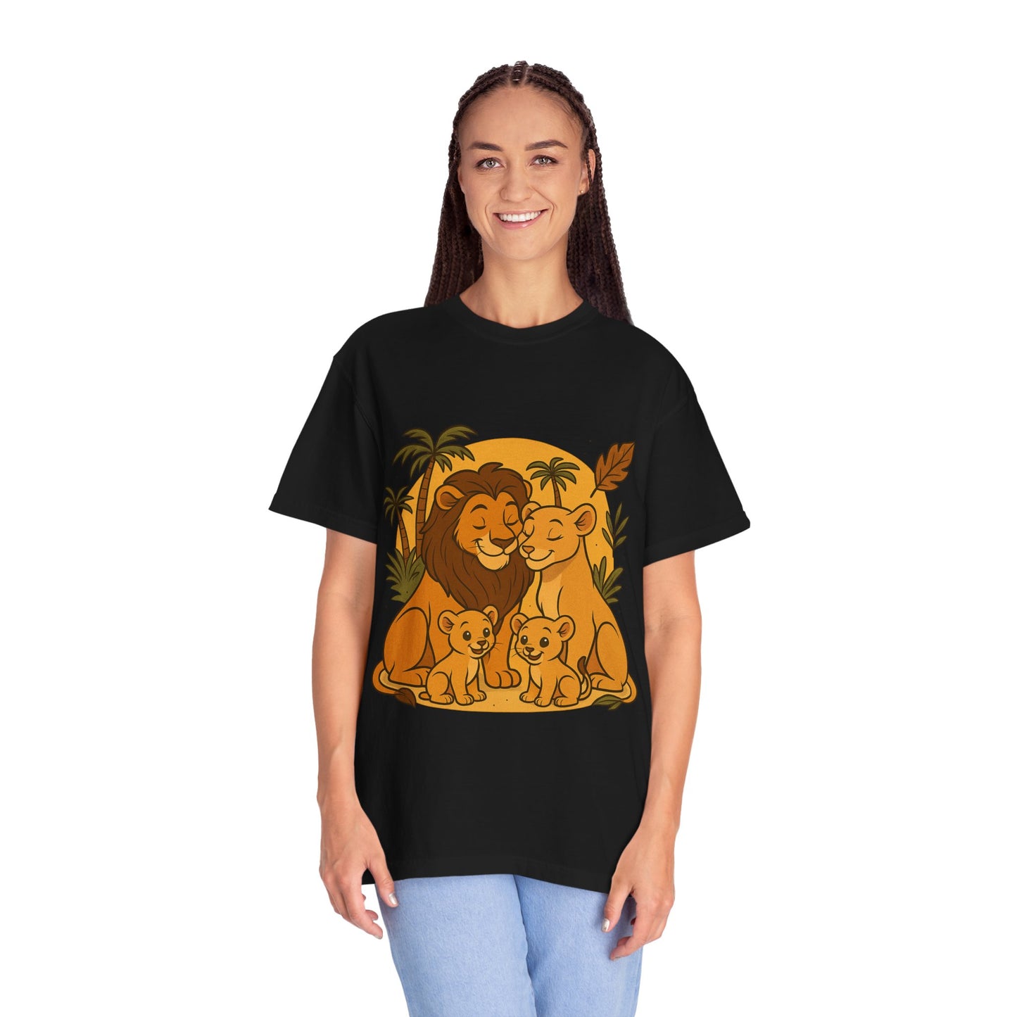 Lion Family T-Shirt – Mom, Dad & 2 Cub | Lion Pride Family Design | Mufasa| Cute Safari Jungle Tee
