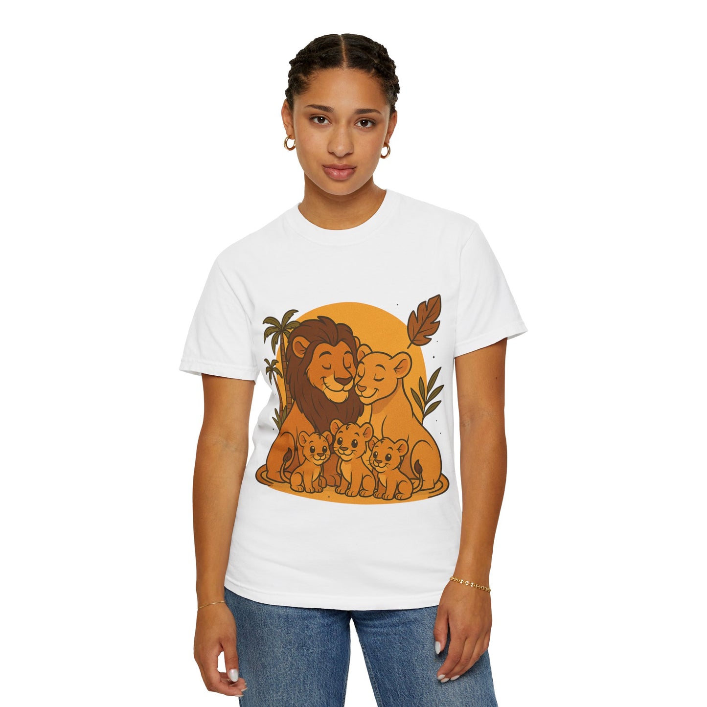 Lion Family T-Shirt – Mom, Dad & 3 Cub | Lion Pride Family Design | Mufasa| Cute Safari Jungle Tee