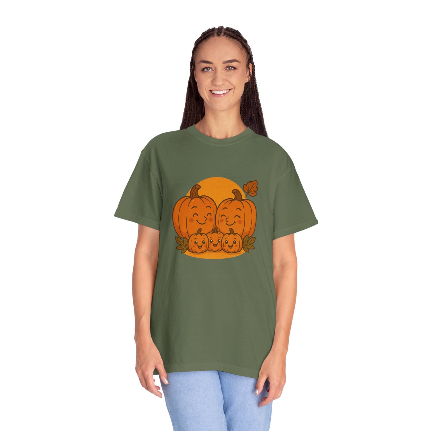 Cute Pumpkin Family T-Shirt with Three Baby Pumpkins – Fall Harvest Graphic Tee, Autumn Thanksgiving Shirt