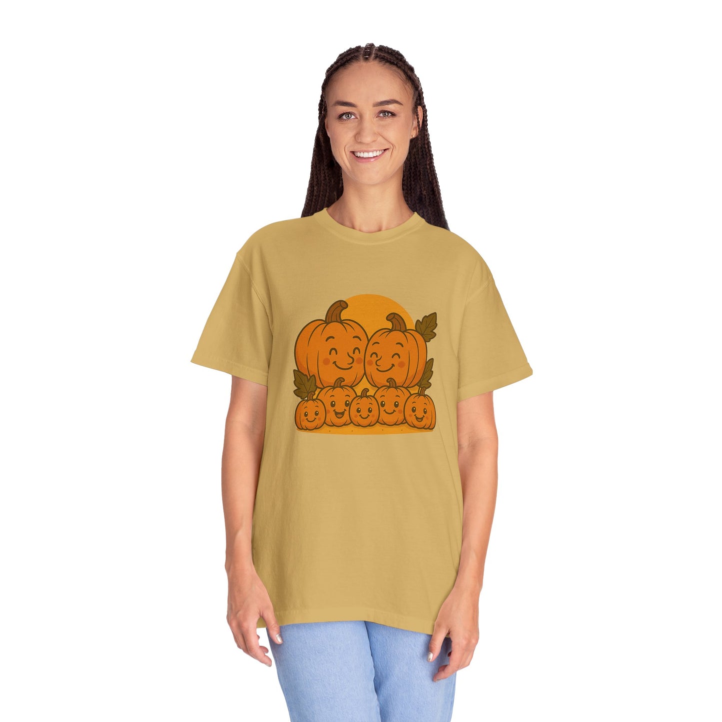 Cute Pumpkin Family T-Shirt with Five Baby Pumpkins – Fall Harvest Graphic Tee, Autumn Thanksgiving Shirt
