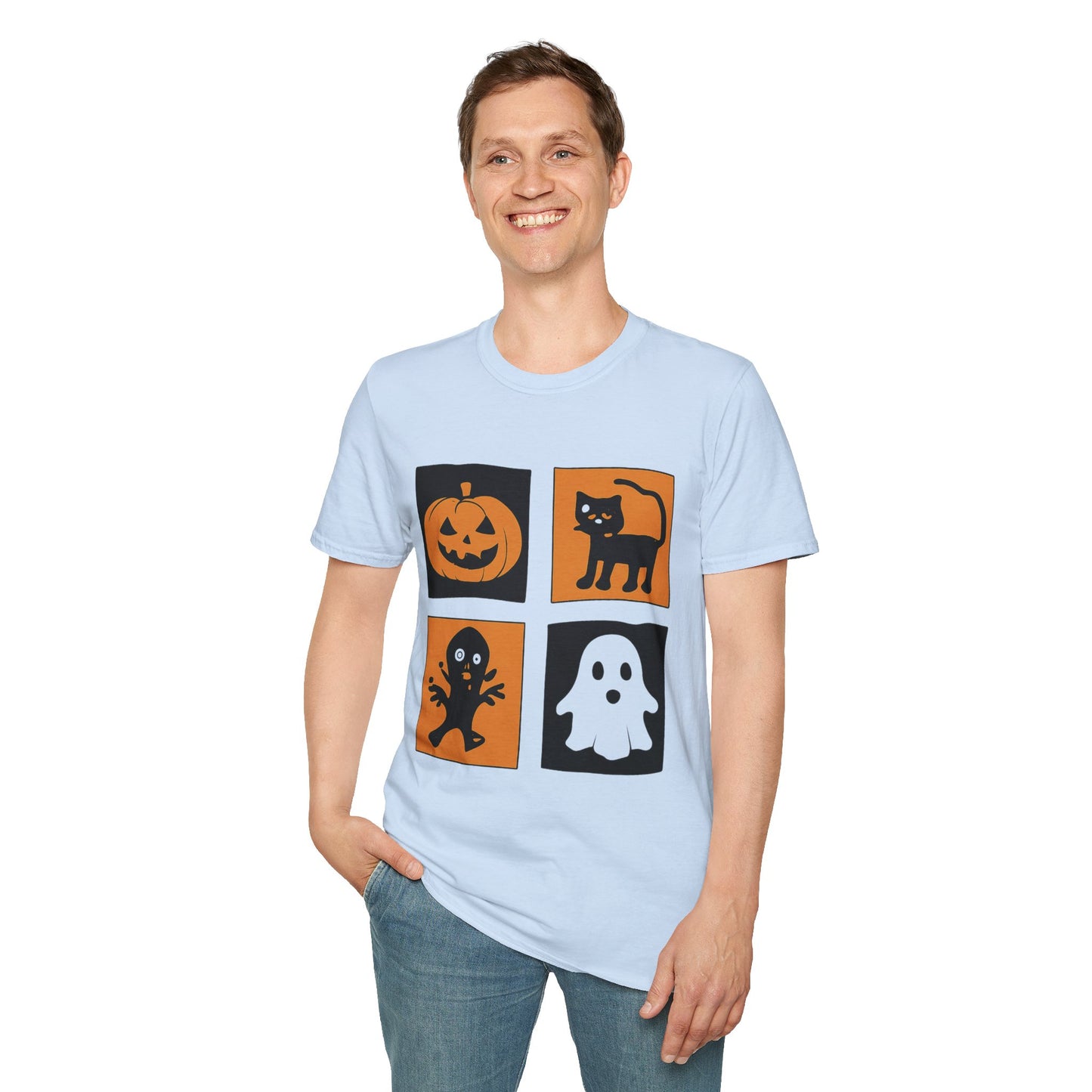 Halloween T-Shirt – Pumpkin, Black Cat, Ghost & Zombie Design | Spooky Graphic Tee for Men, Women & Kids