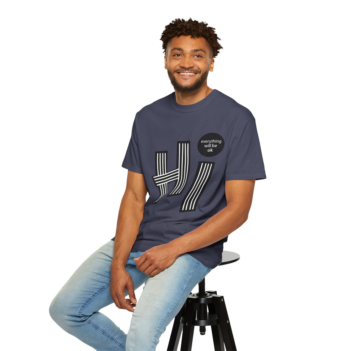 Positive Vibes T-Shirt - Hi Typography Tee with Encouraging Quote