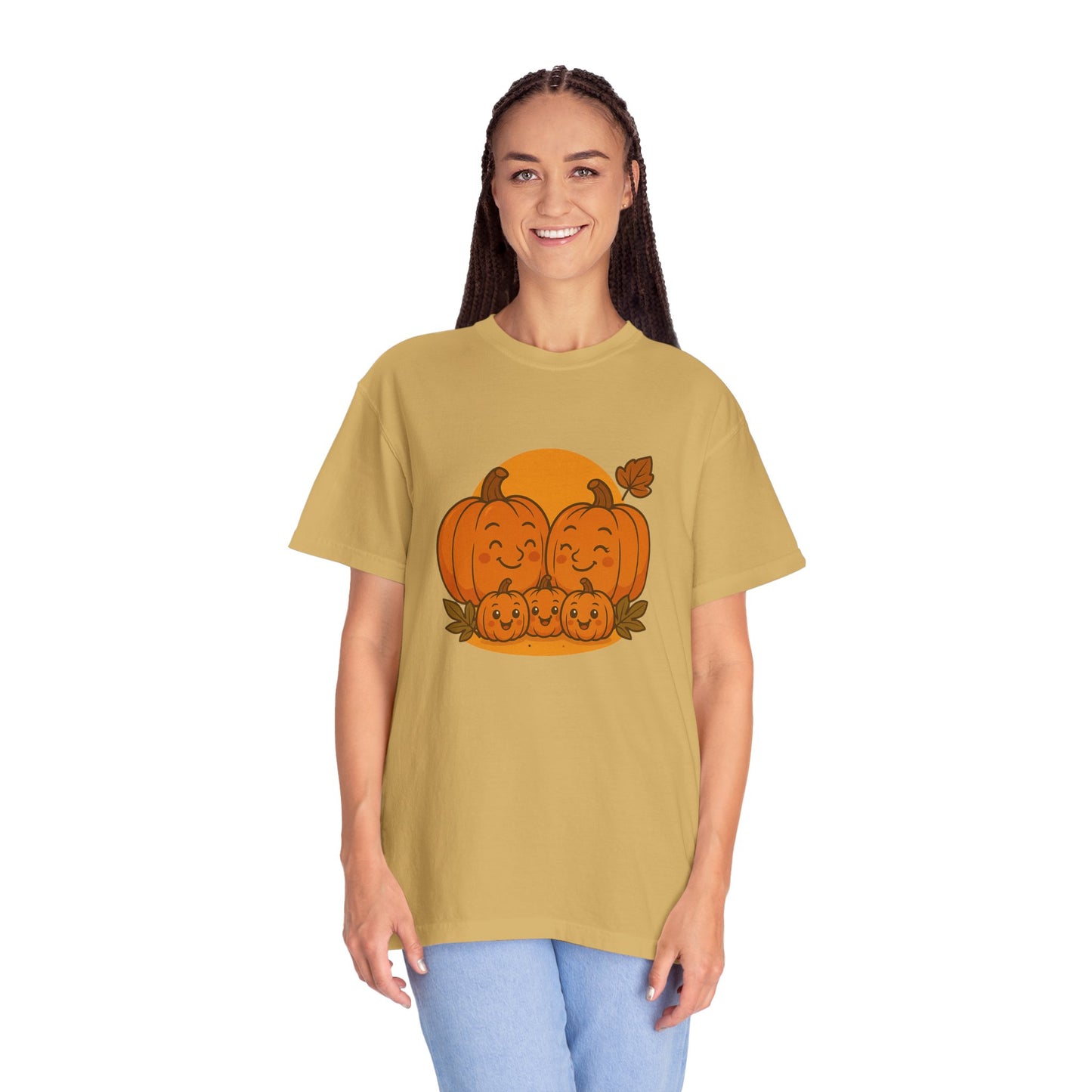 Cute Pumpkin Family T-Shirt with Three Baby Pumpkins – Fall Harvest Graphic Tee, Autumn Thanksgiving Shirt