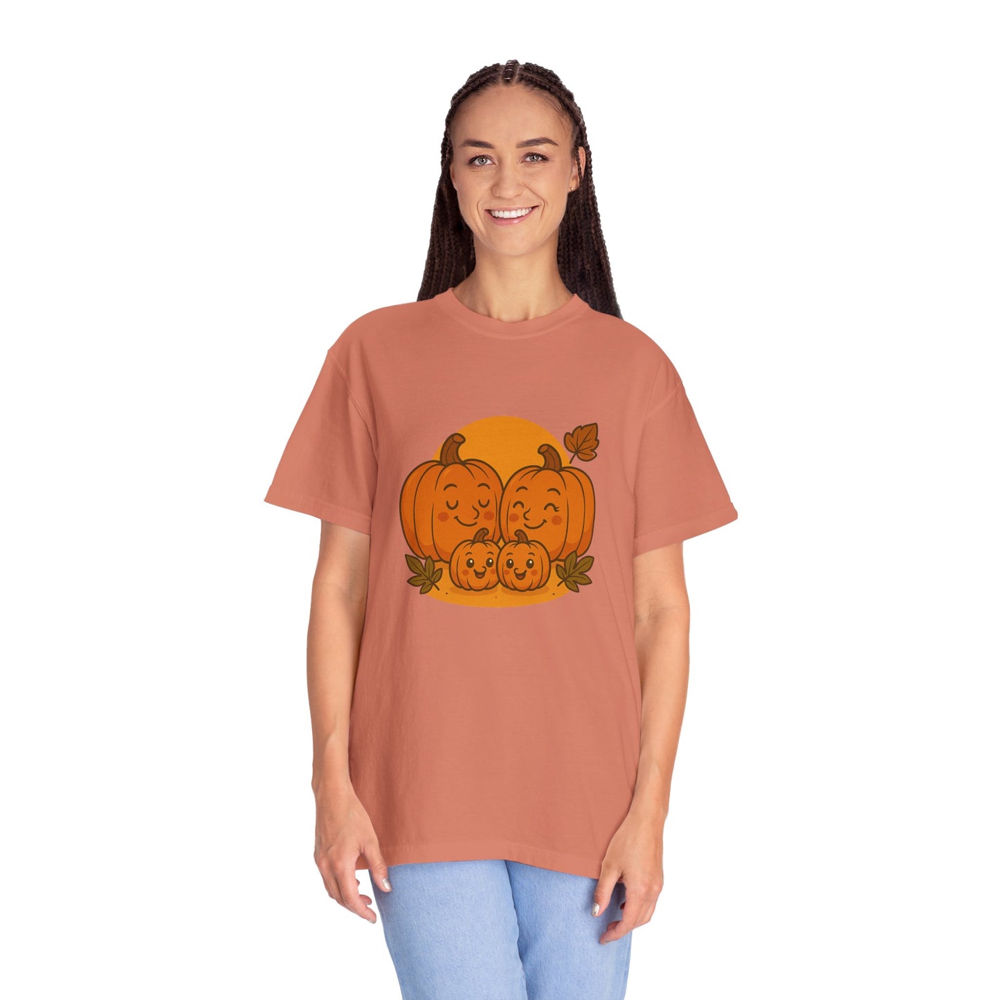 Cute Pumpkin Family T-Shirt with Two Baby Pumpkin – Fall Harvest Graphic Tee, Autumn Thanksgiving Shirt