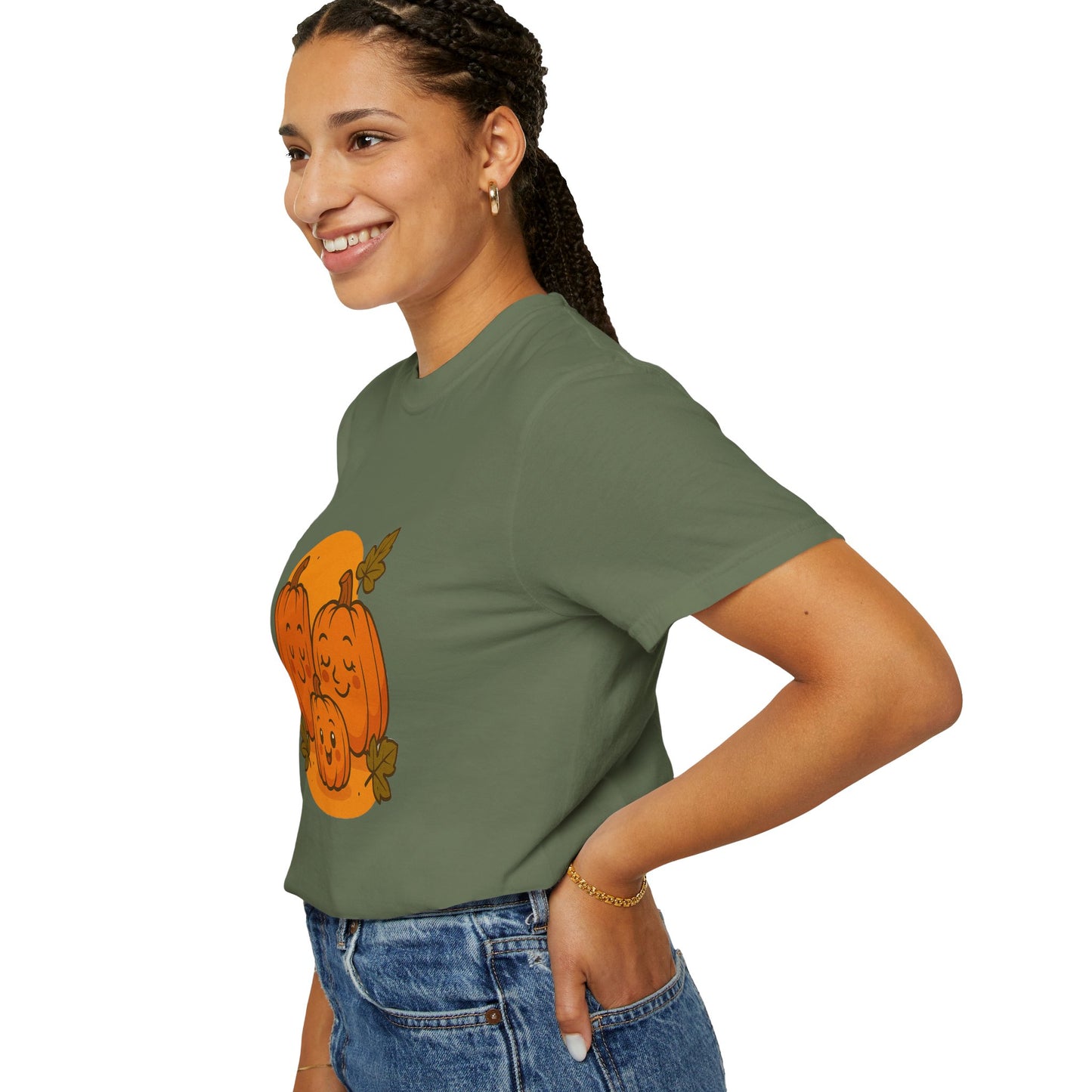 Cute Pumpkin Family T-Shirt with One Baby Pumpkin – Fall Harvest Graphic Tee, Autumn Thanksgiving Shirt
