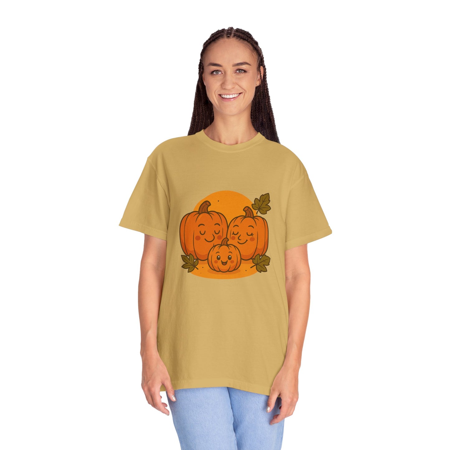 Cute Pumpkin Family T-Shirt with One Baby Pumpkin – Fall Harvest Graphic Tee, Autumn Thanksgiving Shirt