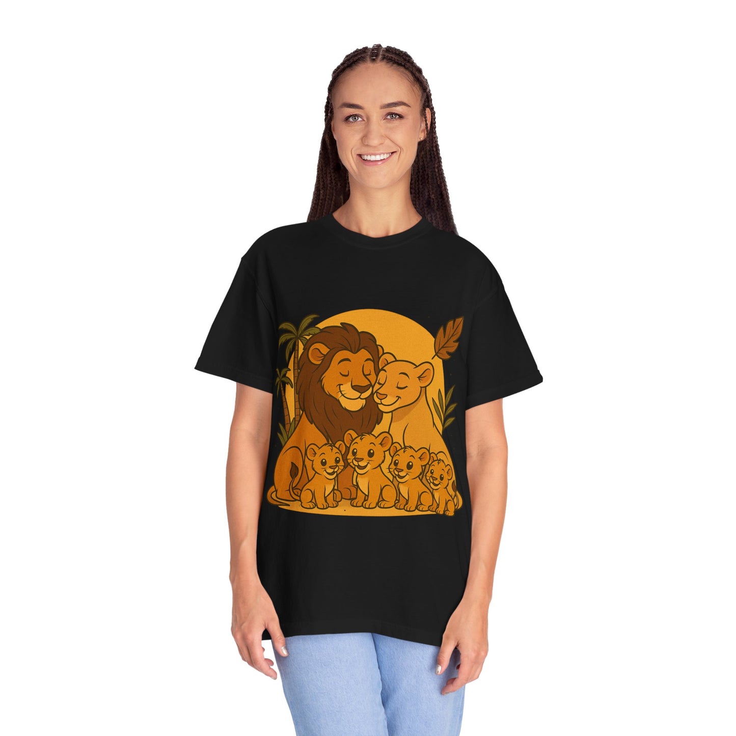 Lion Family T-Shirt – Mom, Dad & 4 Cub | Lion Pride Family Design | Mufasa| Cute Safari Jungle Tee