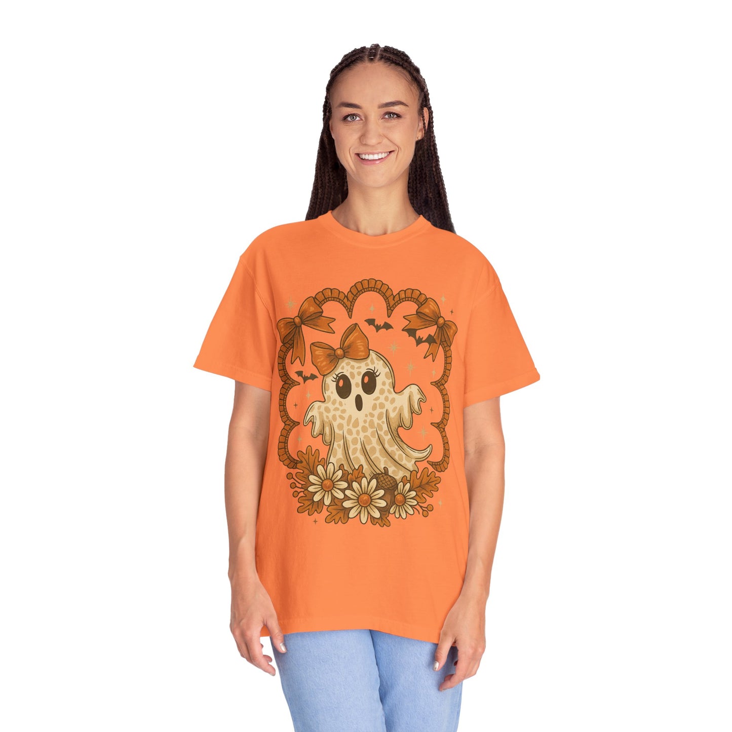 Cute Ghost T-Shirt, Halloween Graphic Tee with Bow, Spooky Season Fall Shirt for Women & Men