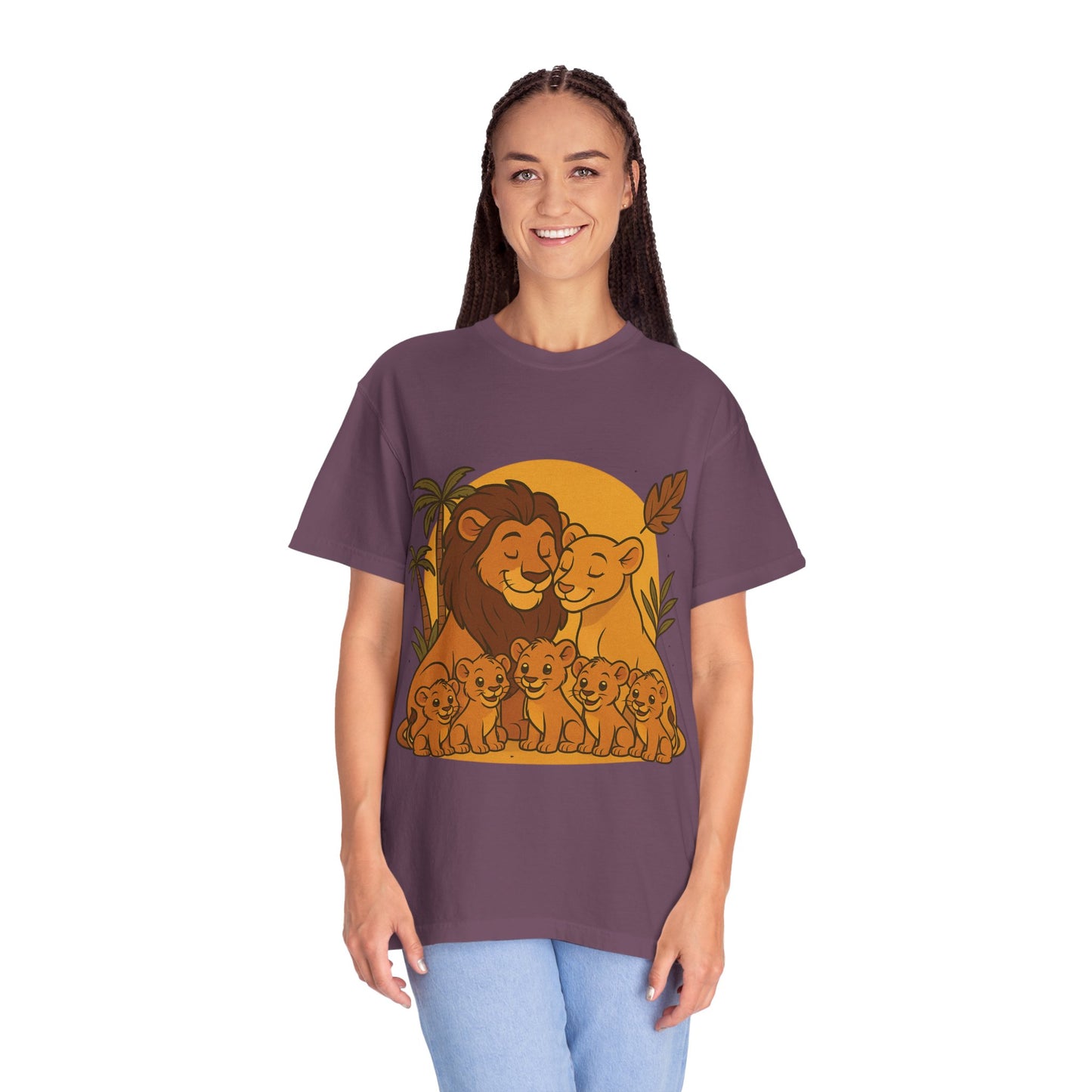 Lion Family T-Shirt – Mom, Dad & 5 Cub | Lion Pride Family Design | Mufasa| Cute Safari Jungle Tee