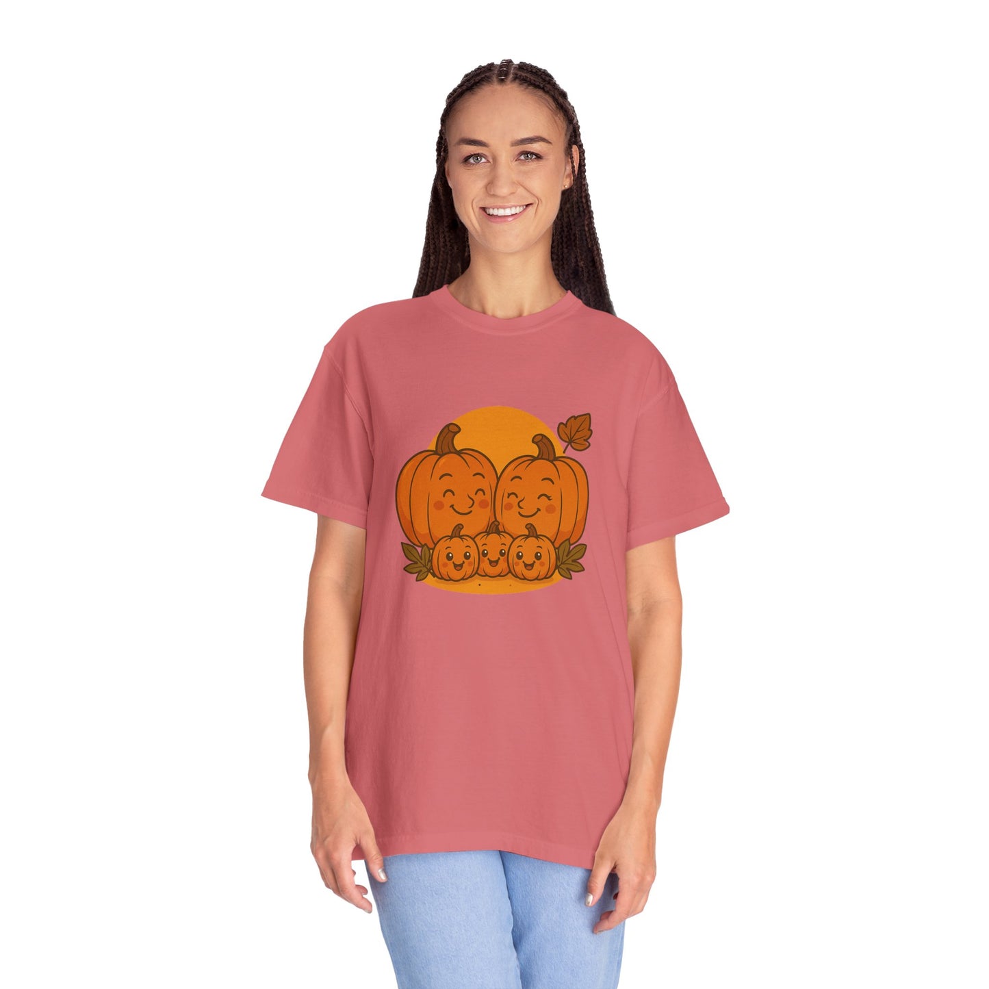 Cute Pumpkin Family T-Shirt with Three Baby Pumpkins – Fall Harvest Graphic Tee, Autumn Thanksgiving Shirt