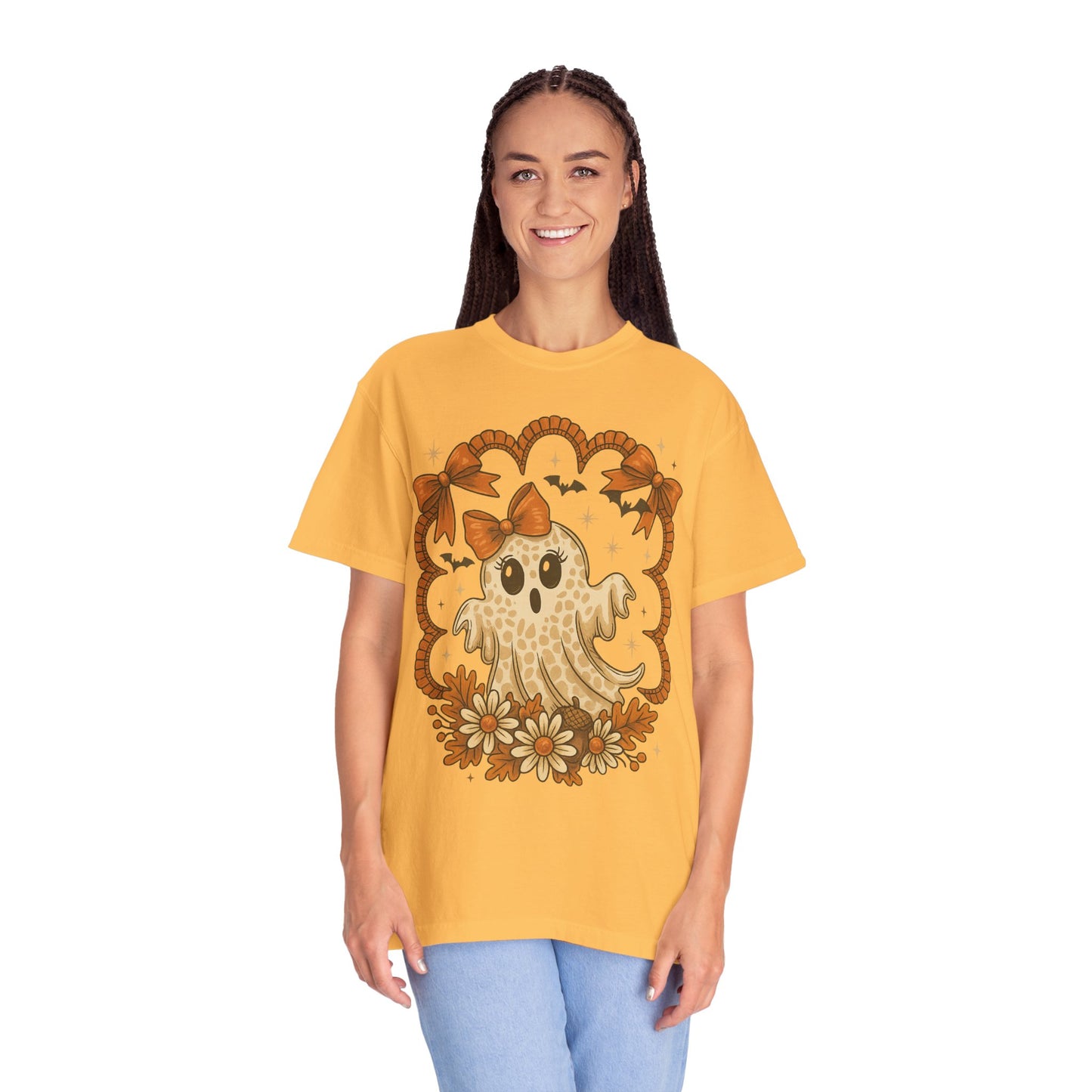 Cute Ghost T-Shirt, Halloween Graphic Tee with Bow, Spooky Season Fall Shirt for Women & Men
