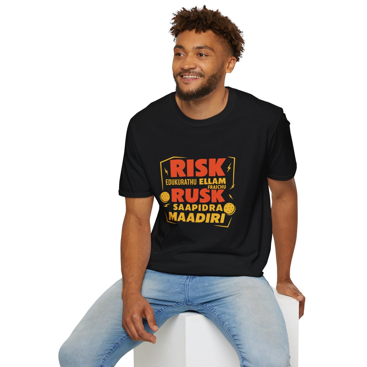 Tamil Comedy T-Shirt | Risk Rusk Vadivelu Quote Tee | South Indian Funny Unisex Shirt