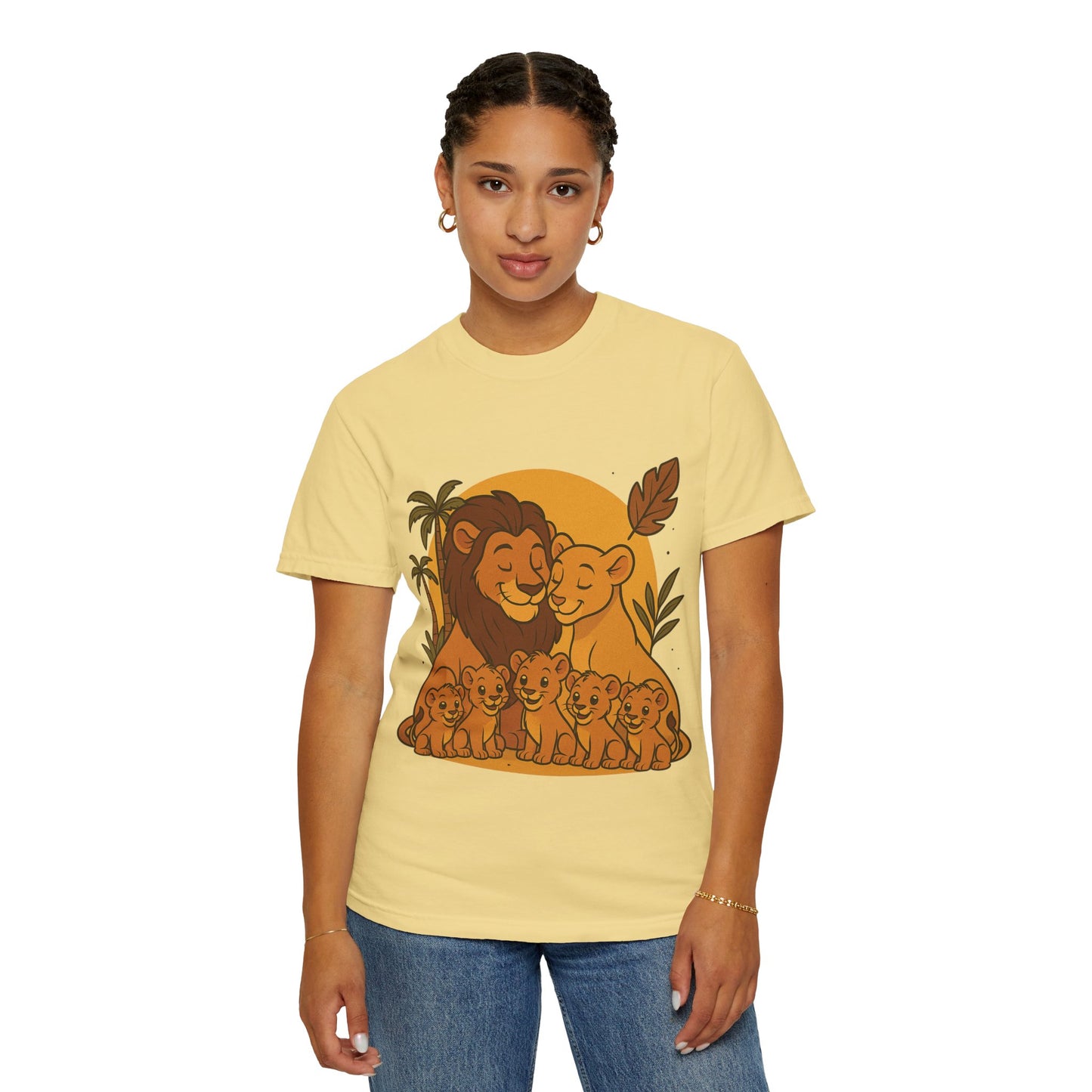 Lion Family T-Shirt – Mom, Dad & 5 Cub | Lion Pride Family Design | Mufasa| Cute Safari Jungle Tee