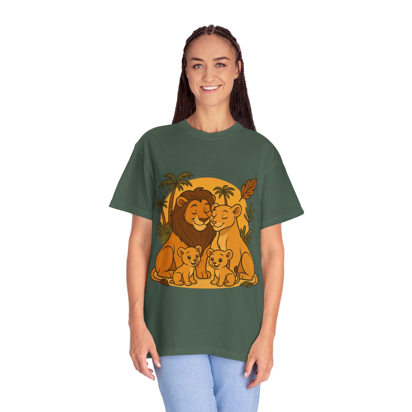 Lion Family T-Shirt – Mom, Dad & 2 Cub | Lion Pride Family Design | Mufasa| Cute Safari Jungle Tee