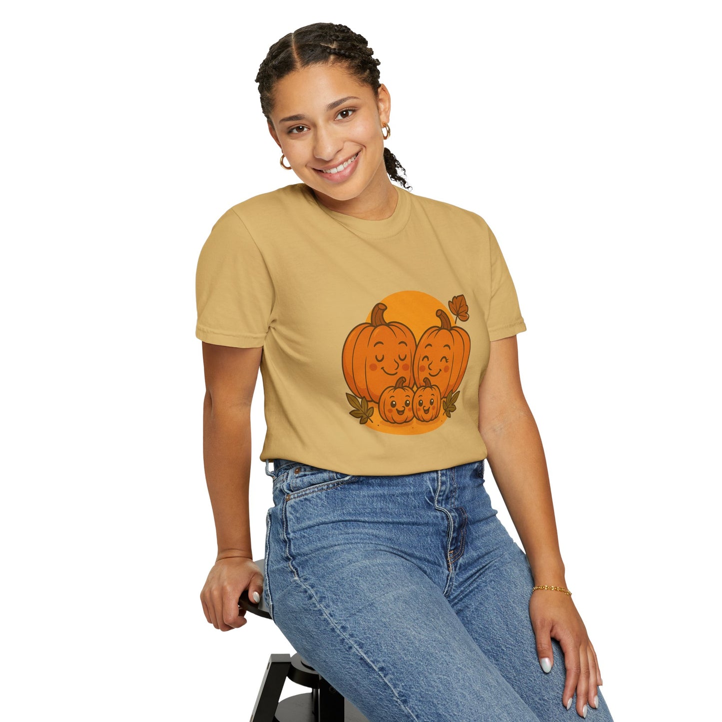 Cute Pumpkin Family T-Shirt with Two Baby Pumpkin – Fall Harvest Graphic Tee, Autumn Thanksgiving Shirt