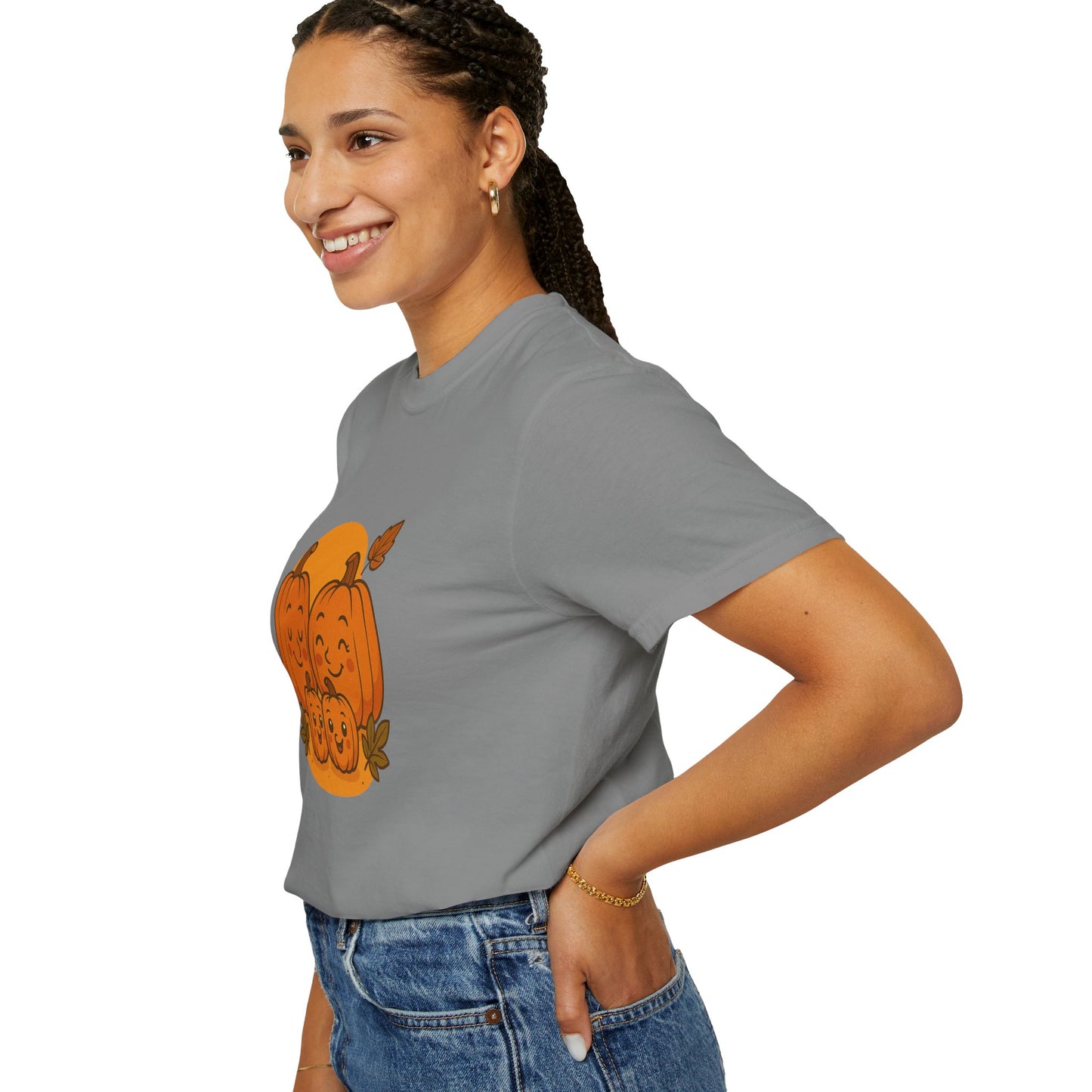 Cute Pumpkin Family T-Shirt with Two Baby Pumpkin – Fall Harvest Graphic Tee, Autumn Thanksgiving Shirt