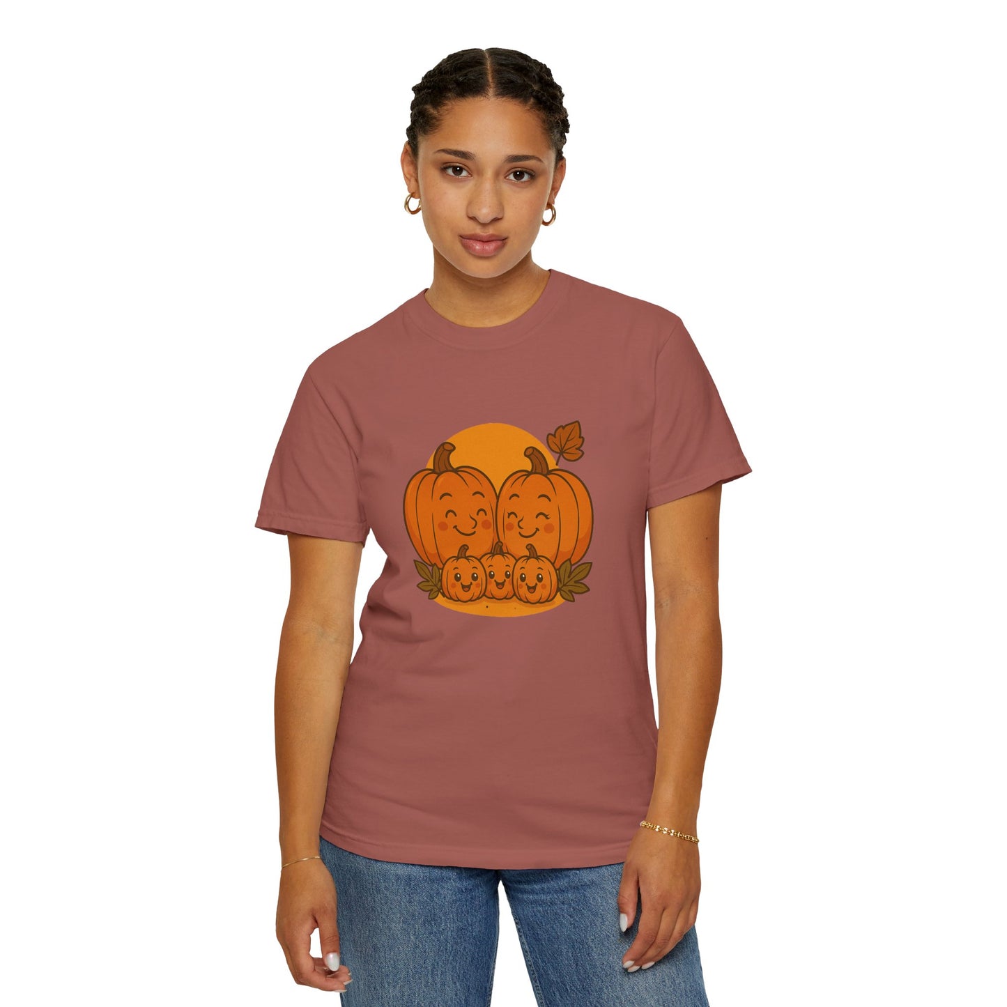Cute Pumpkin Family T-Shirt with Three Baby Pumpkins – Fall Harvest Graphic Tee, Autumn Thanksgiving Shirt