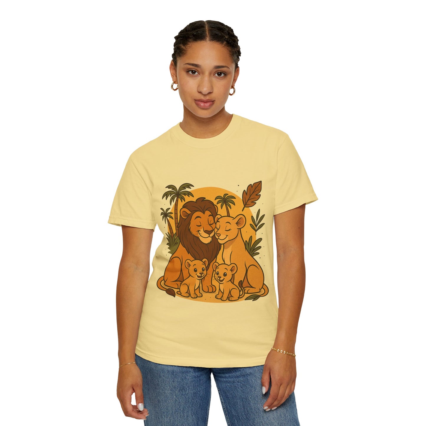 Lion Family T-Shirt – Mom, Dad & 2 Cub | Lion Pride Family Design | Mufasa| Cute Safari Jungle Tee