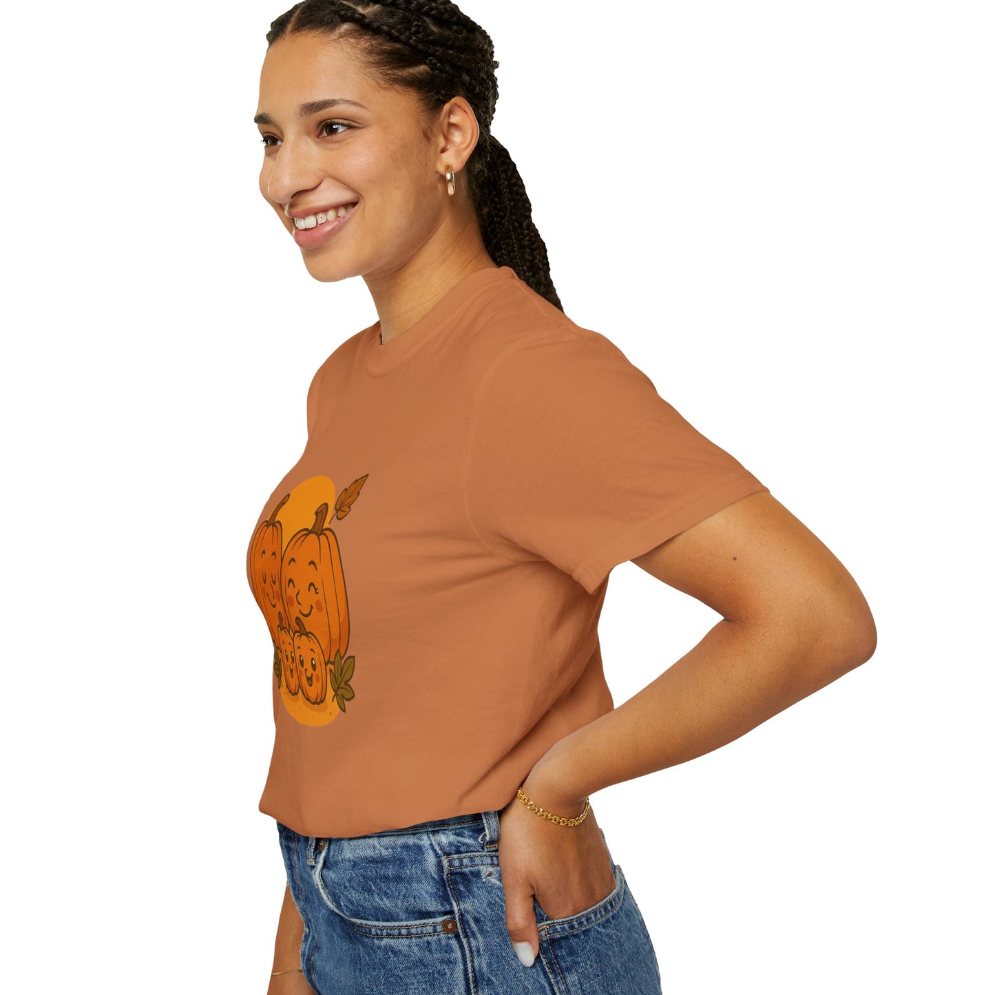Cute Pumpkin Family T-Shirt with Two Baby Pumpkin – Fall Harvest Graphic Tee, Autumn Thanksgiving Shirt