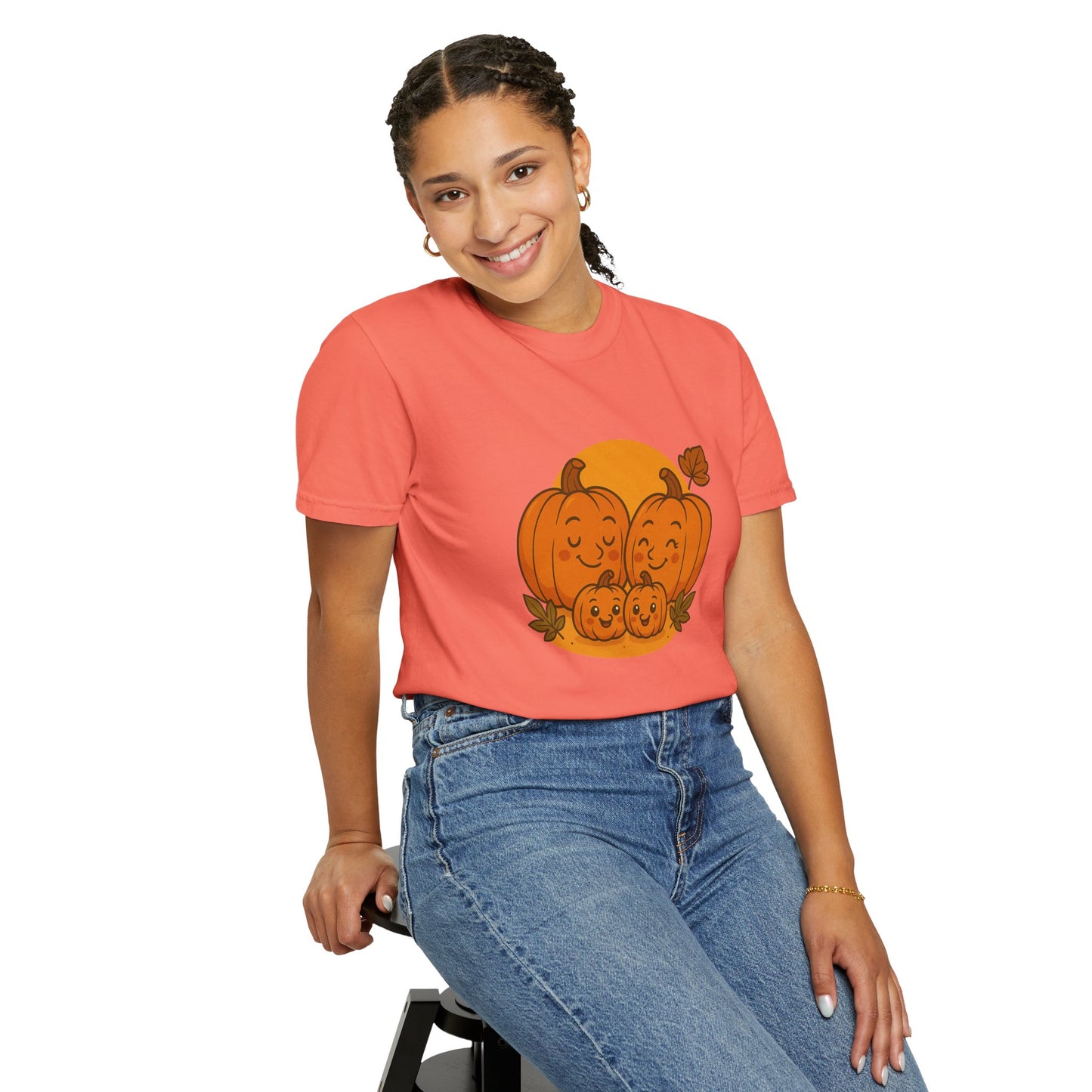 Cute Pumpkin Family T-Shirt with Two Baby Pumpkin – Fall Harvest Graphic Tee, Autumn Thanksgiving Shirt