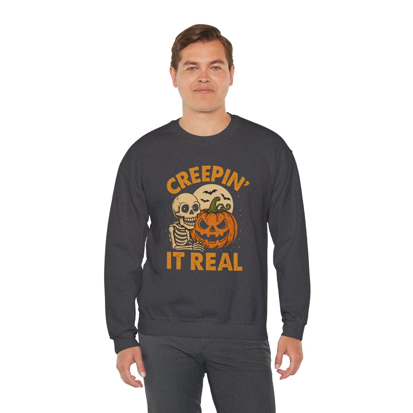 Halloween Crewneck Sweatshirt | Creepin' It Real | Fall Fashion | Spooky Season Apparel | Unisex Sweatshirt | Perfect for Halloween Parties