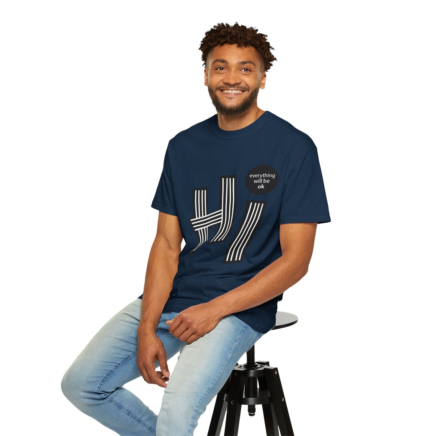Positive Vibes T-Shirt - Hi Typography Tee with Encouraging Quote