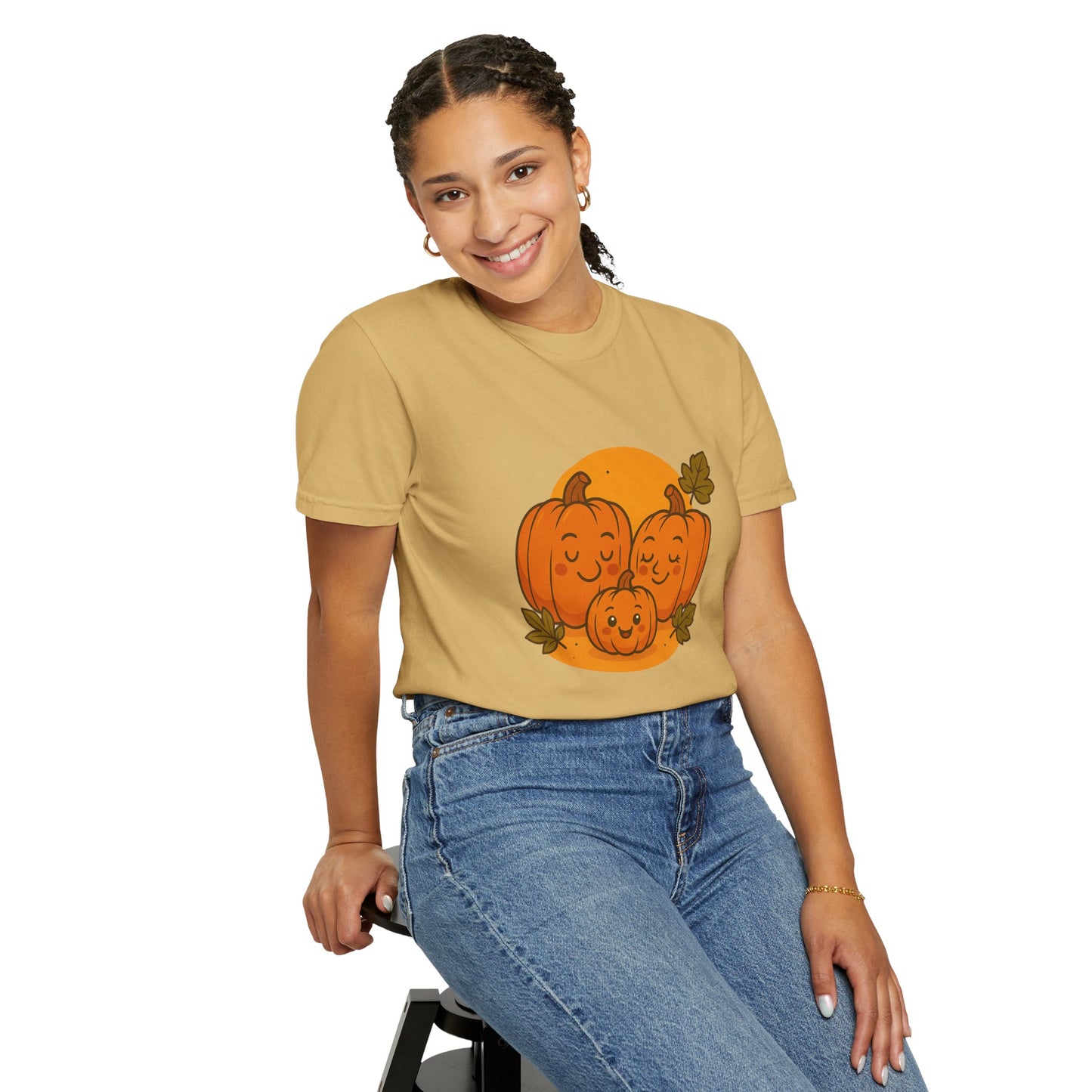 Cute Pumpkin Family T-Shirt with One Baby Pumpkin – Fall Harvest Graphic Tee, Autumn Thanksgiving Shirt
