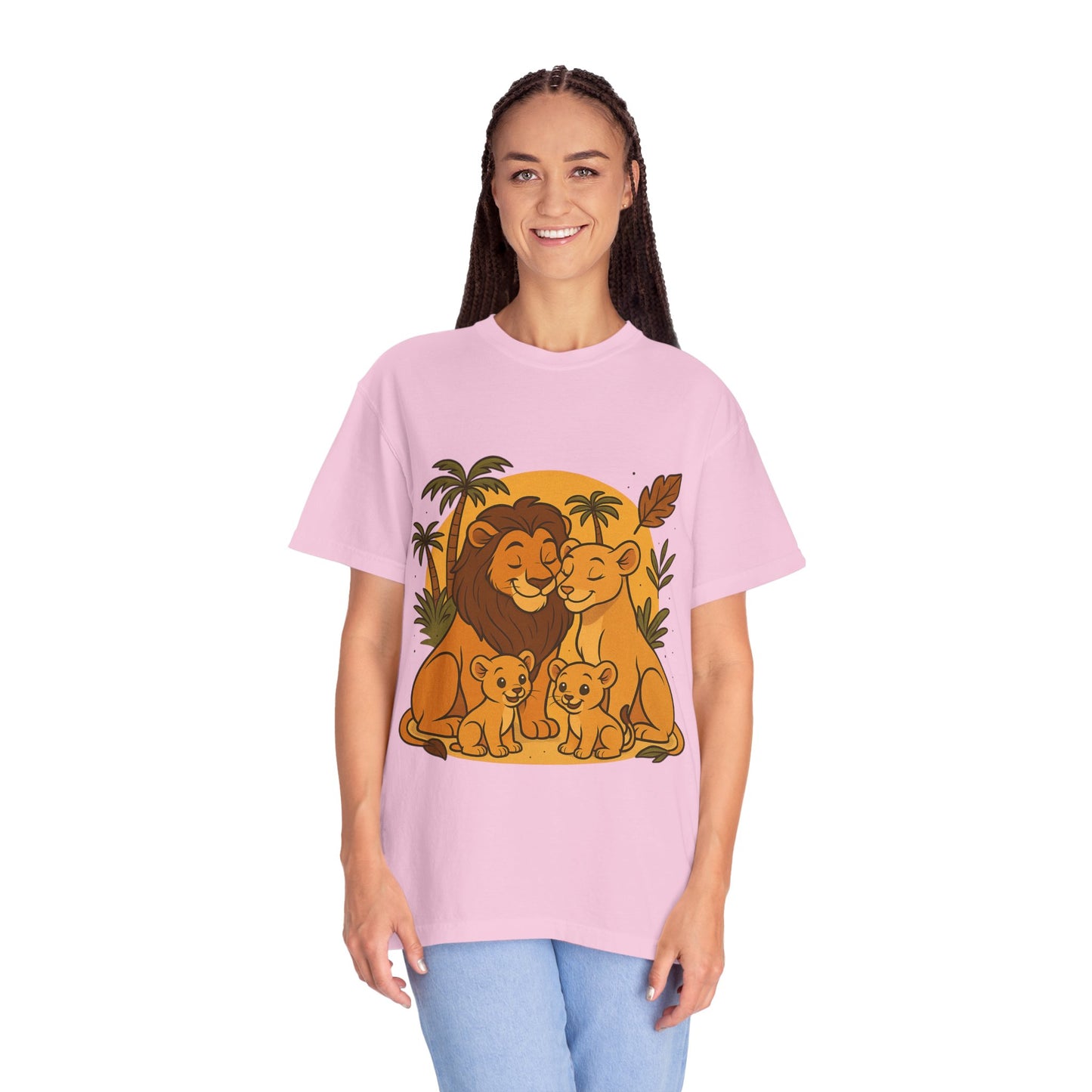 Lion Family T-Shirt – Mom, Dad & 2 Cub | Lion Pride Family Design | Mufasa| Cute Safari Jungle Tee