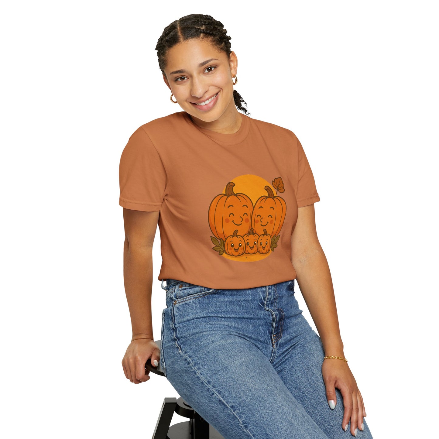 Cute Pumpkin Family T-Shirt with Three Baby Pumpkins – Fall Harvest Graphic Tee, Autumn Thanksgiving Shirt