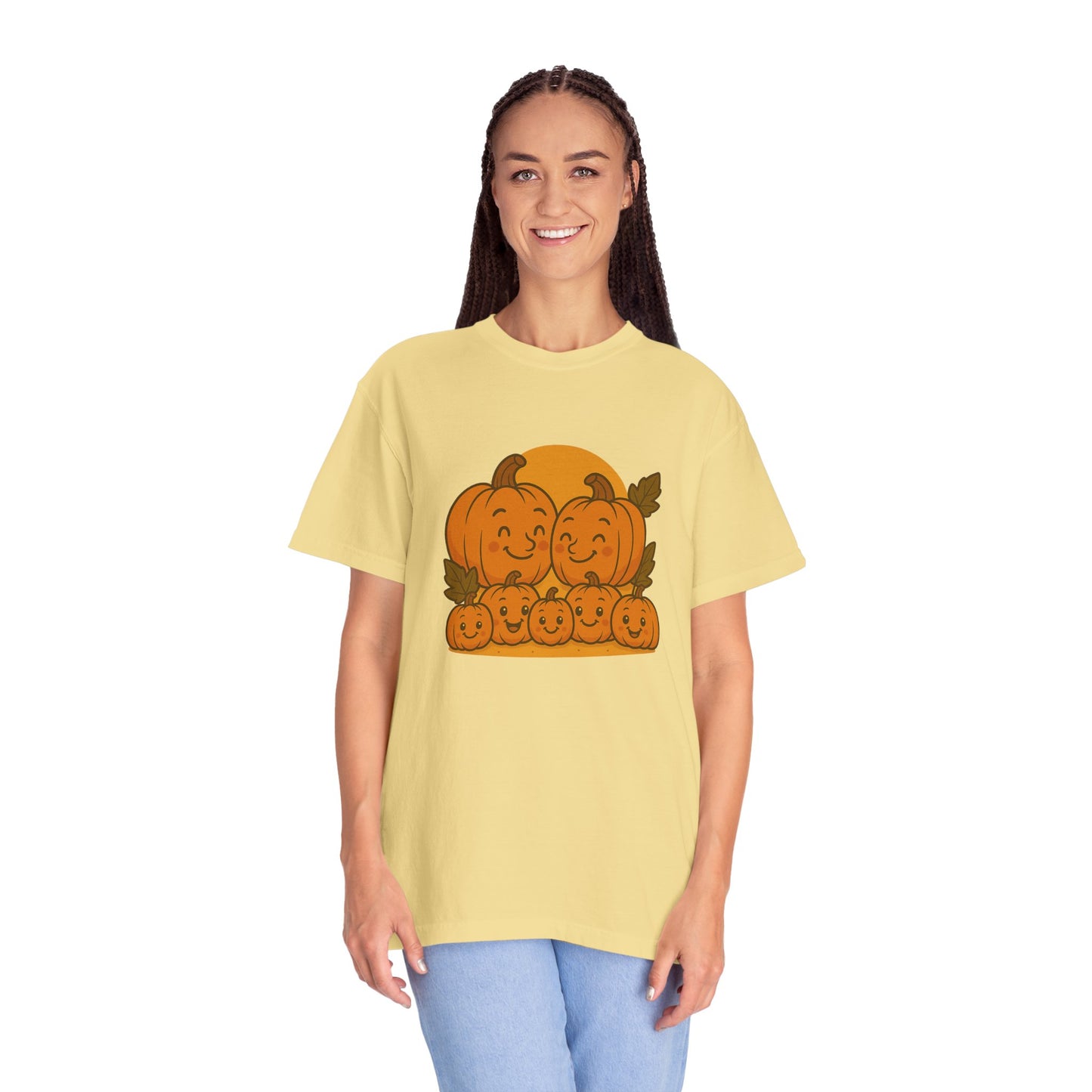 Cute Pumpkin Family T-Shirt with Five Baby Pumpkins – Fall Harvest Graphic Tee, Autumn Thanksgiving Shirt