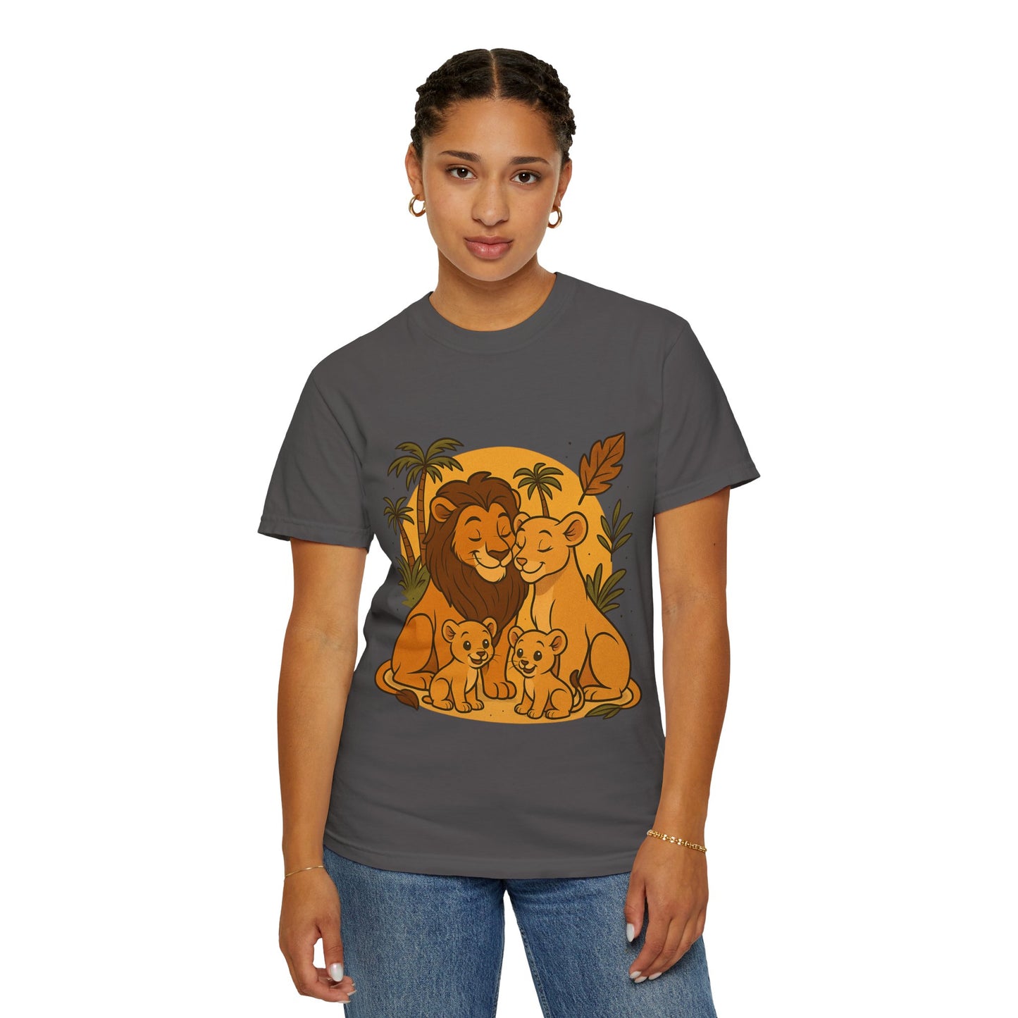 Lion Family T-Shirt – Mom, Dad & 2 Cub | Lion Pride Family Design | Mufasa| Cute Safari Jungle Tee