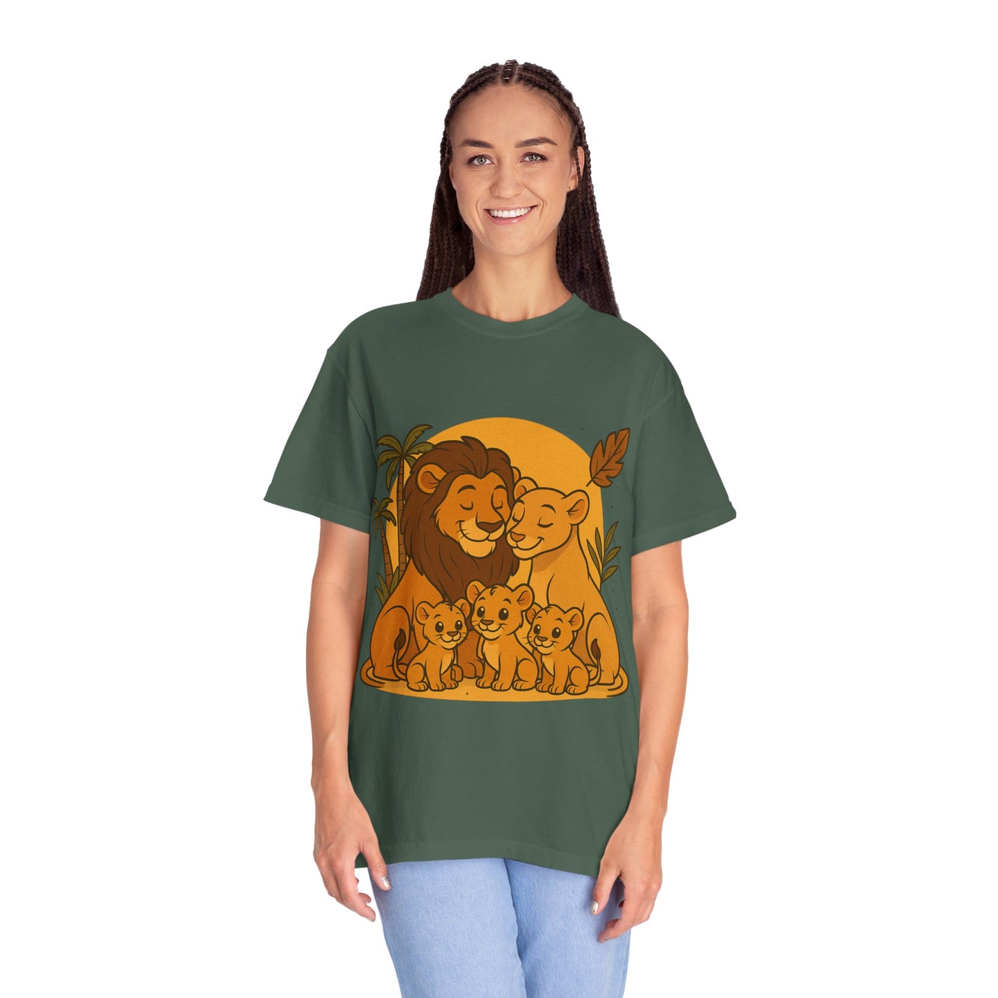 Lion Family T-Shirt – Mom, Dad & 3 Cub | Lion Pride Family Design | Mufasa| Cute Safari Jungle Tee